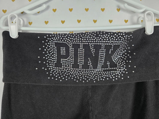 Victorias Secret PINK RARE Vintage Y2k FOLDOVER Yoga Pants BLING large FLARE