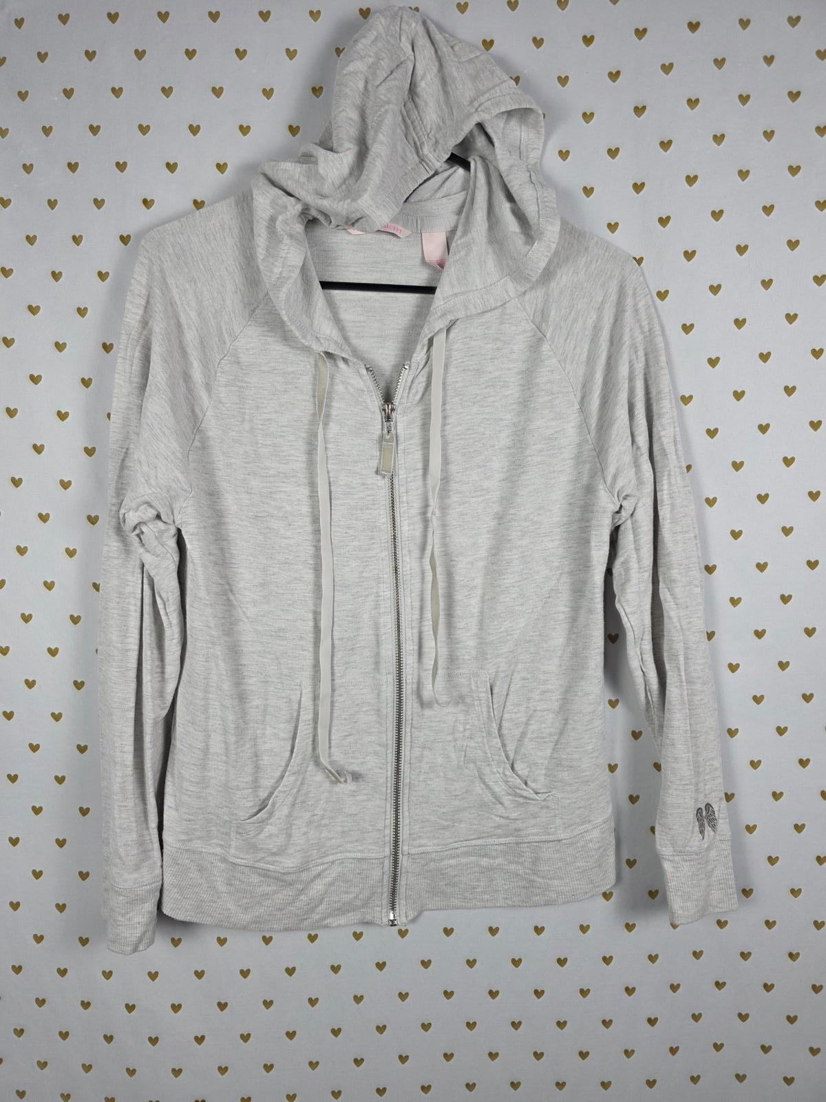 Victorias Secret BLING WINGS Grey Full Zip Hoodie Jacket MEDIUM