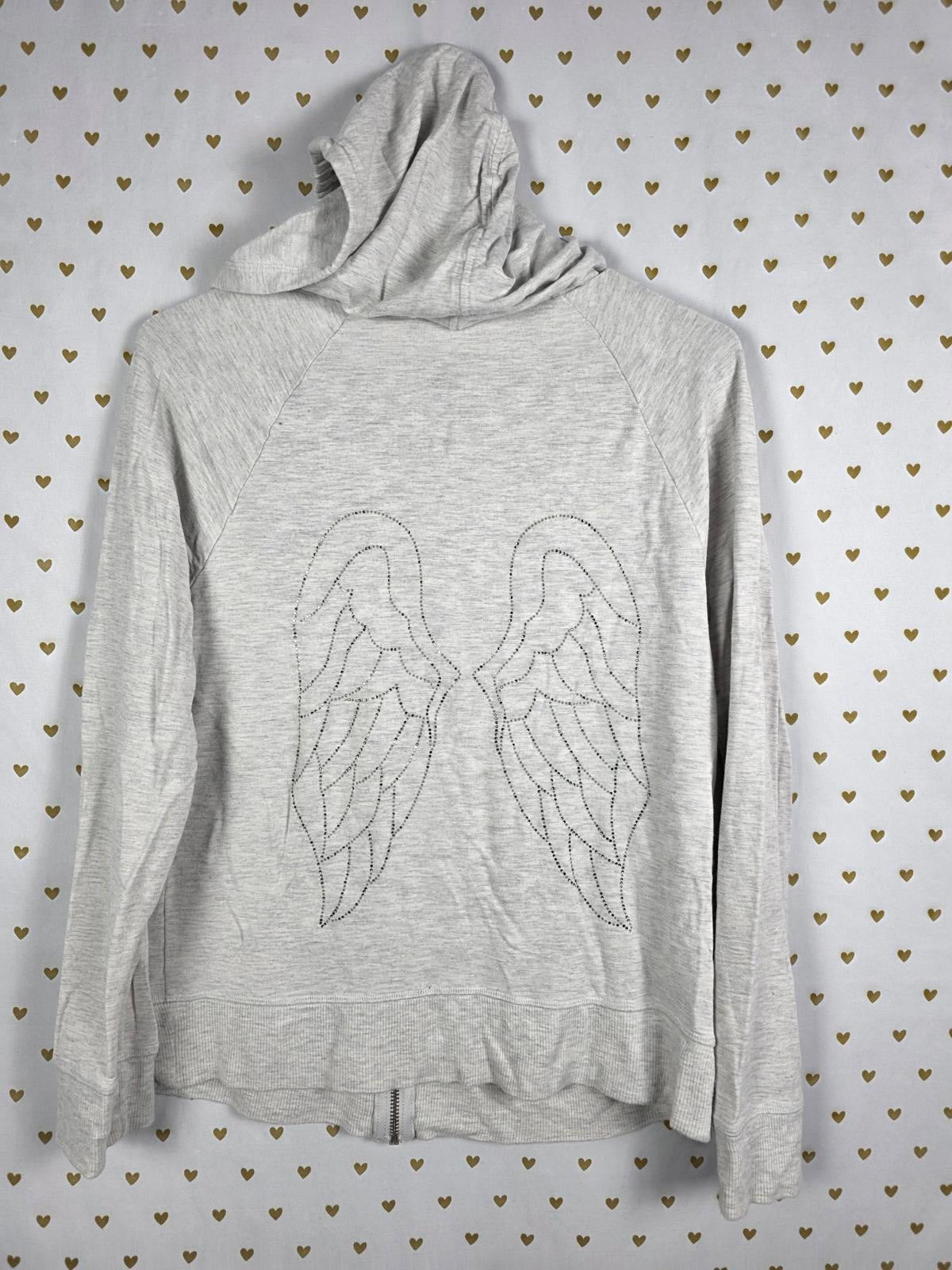Victorias Secret BLING WINGS Grey Full Zip Hoodie Jacket MEDIUM
