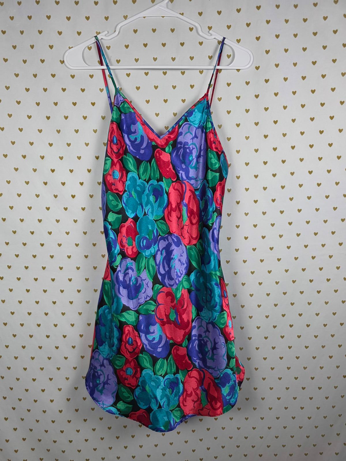 Victorias Secret Vintage GOLD LABEL Satin Silky Floral Slip Dress Nightie Small
