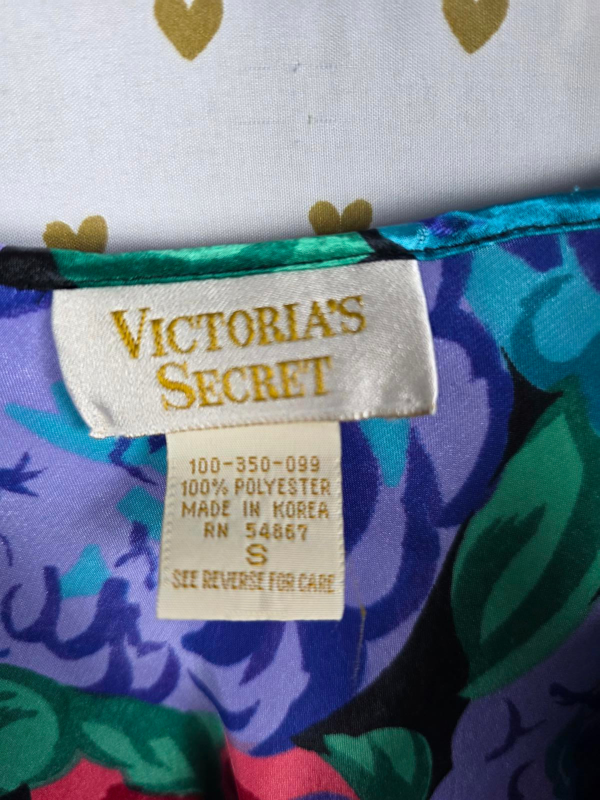 Victorias Secret Vintage GOLD LABEL Satin Silky Floral Slip Dress Nightie Small