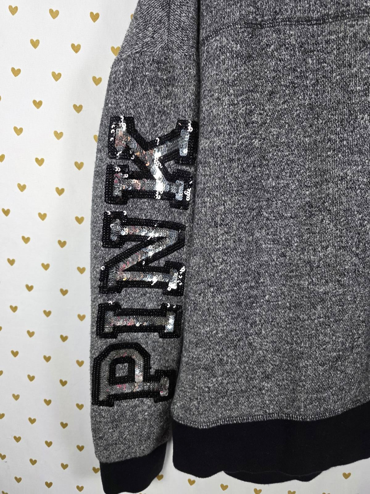 Victorias Secret Pink BLING Sequined Cowl Neck Pullover Sweater Shirt SMALL
