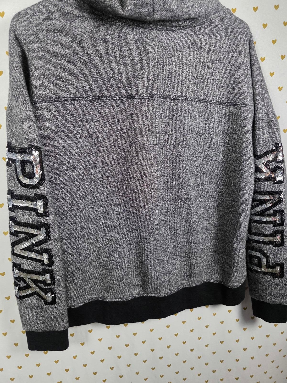 Victorias Secret Pink BLING Sequined Cowl Neck Pullover Sweater Shirt SMALL