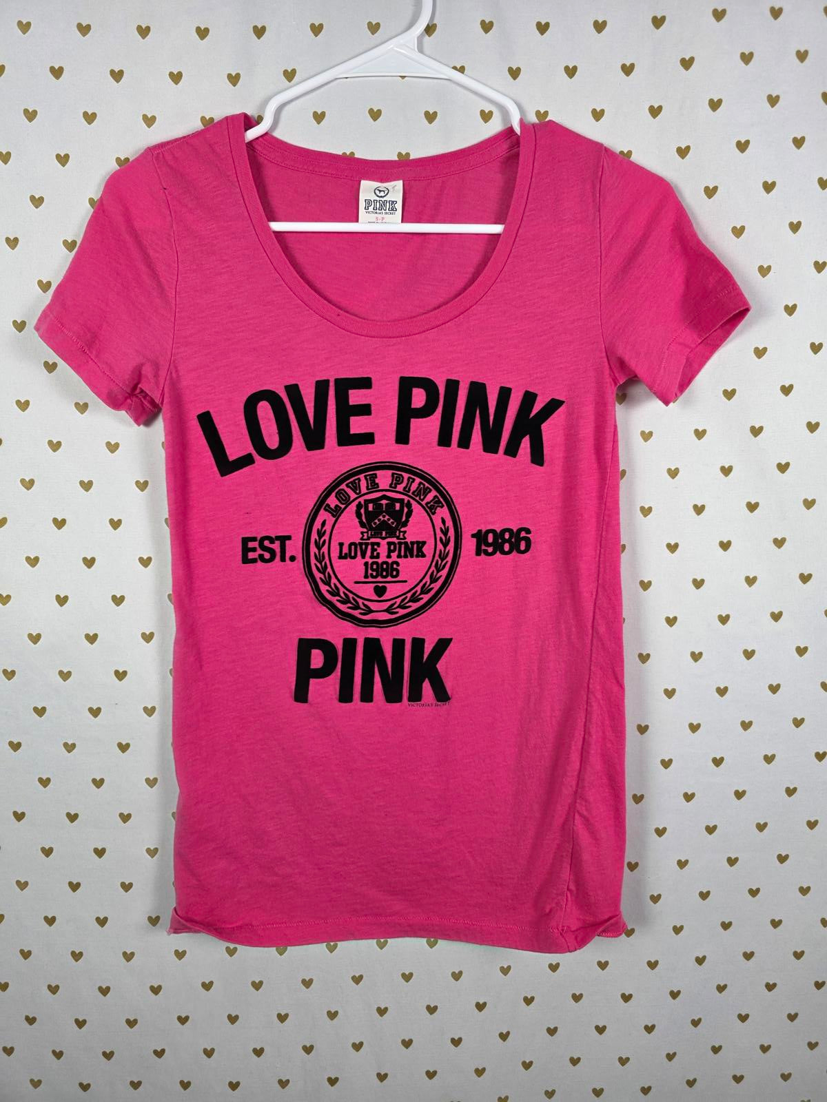 Victorias Secret PINK Velvet Lettering VINTAGE Y2K LOVE Tee Shirt SMALL