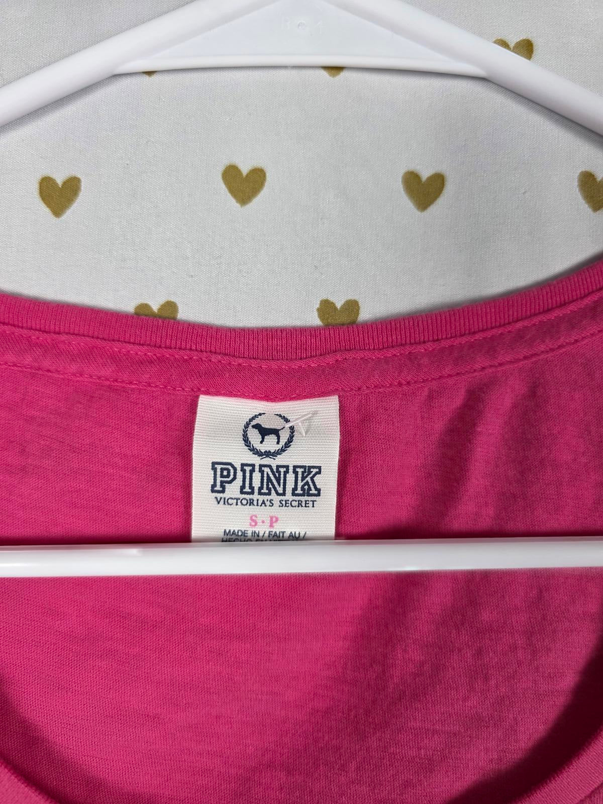 Victorias Secret PINK Velvet Lettering VINTAGE Y2K LOVE Tee Shirt SMALL
