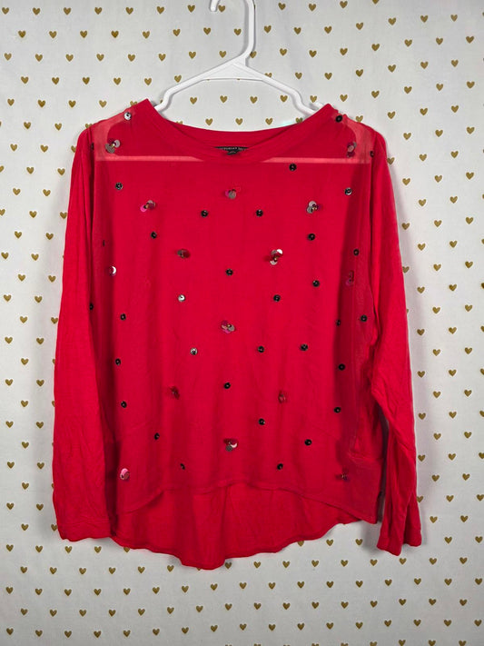 Victorias Secret RED BLING Sequined Cute Tee Shirt Blouse XS