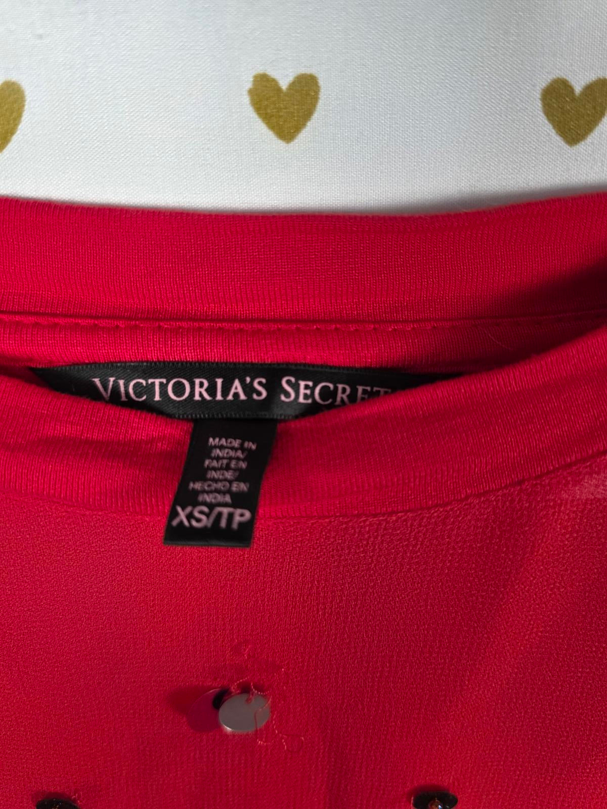 Victorias Secret RED BLING Sequined Cute Tee Shirt Blouse XS