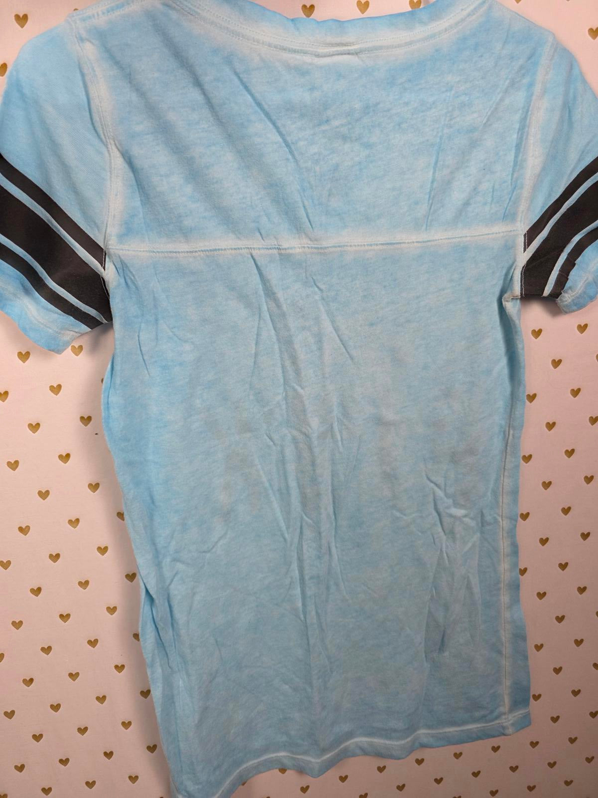 Victorias Secret PINK Vintage V neck Logo Tee Shirt Y2k Blue Small