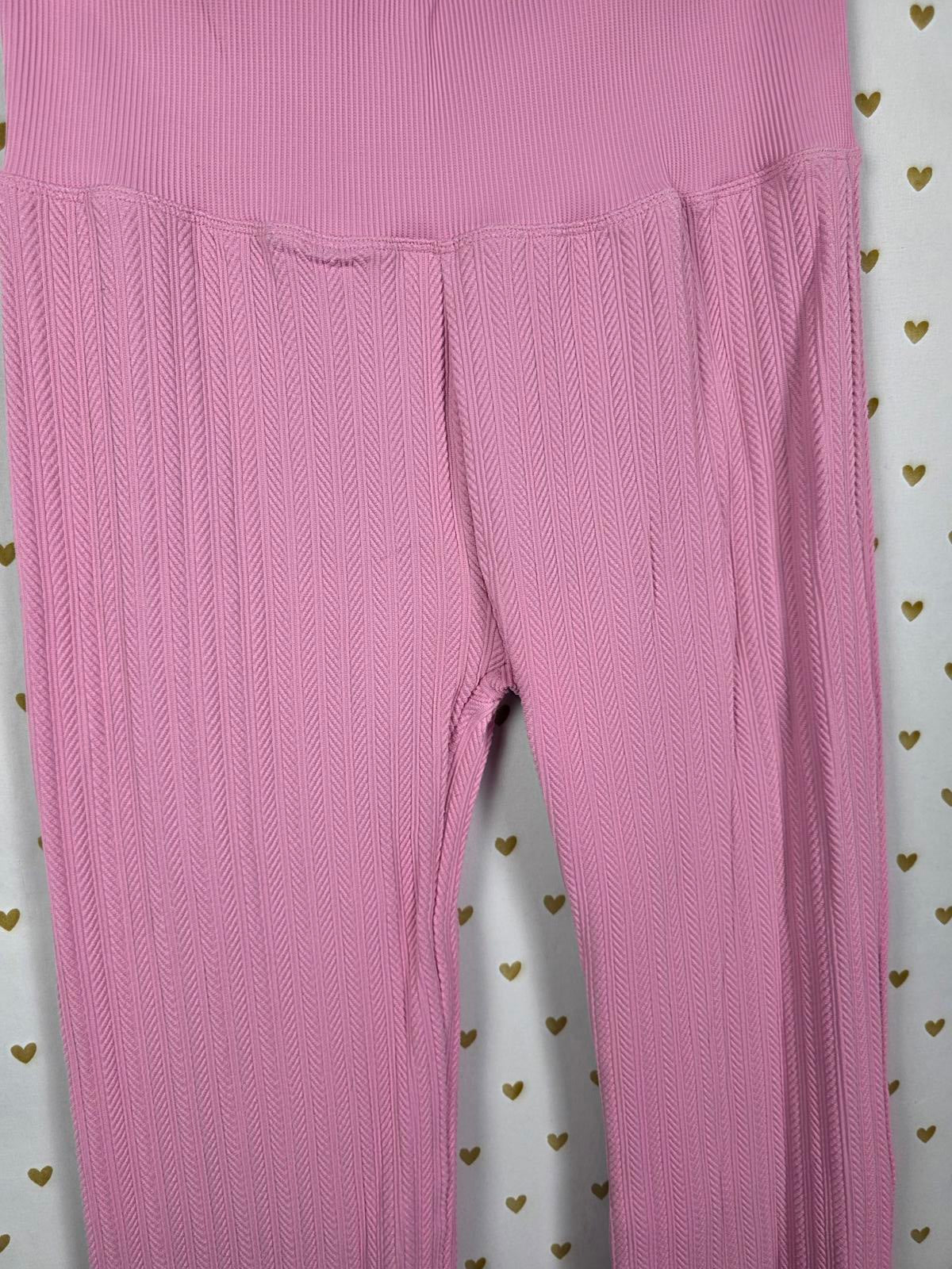 Victorias Secret PINK SEAMLESS Cable Knit FLARE Yoga Pants Leggings MEDIUM