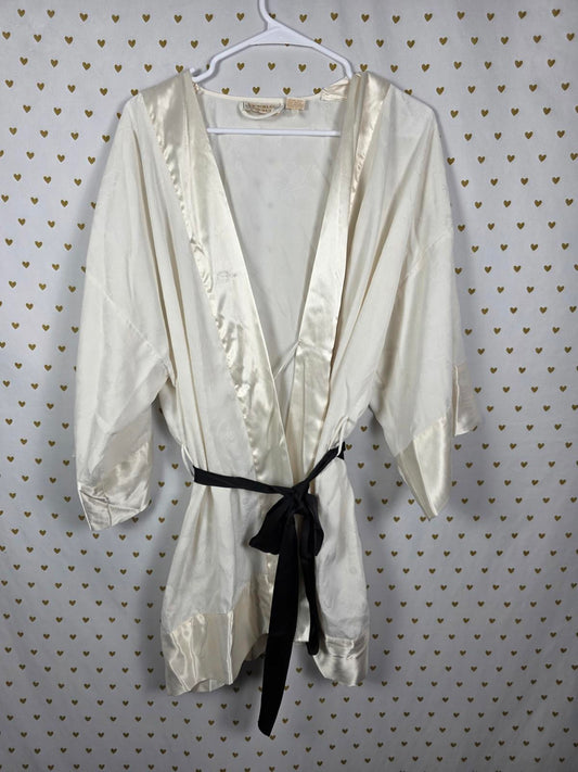 Victorias Secret Satin Silky Robe GOLD LABEL VINTAGE White Silky Satin ONE SIZE
