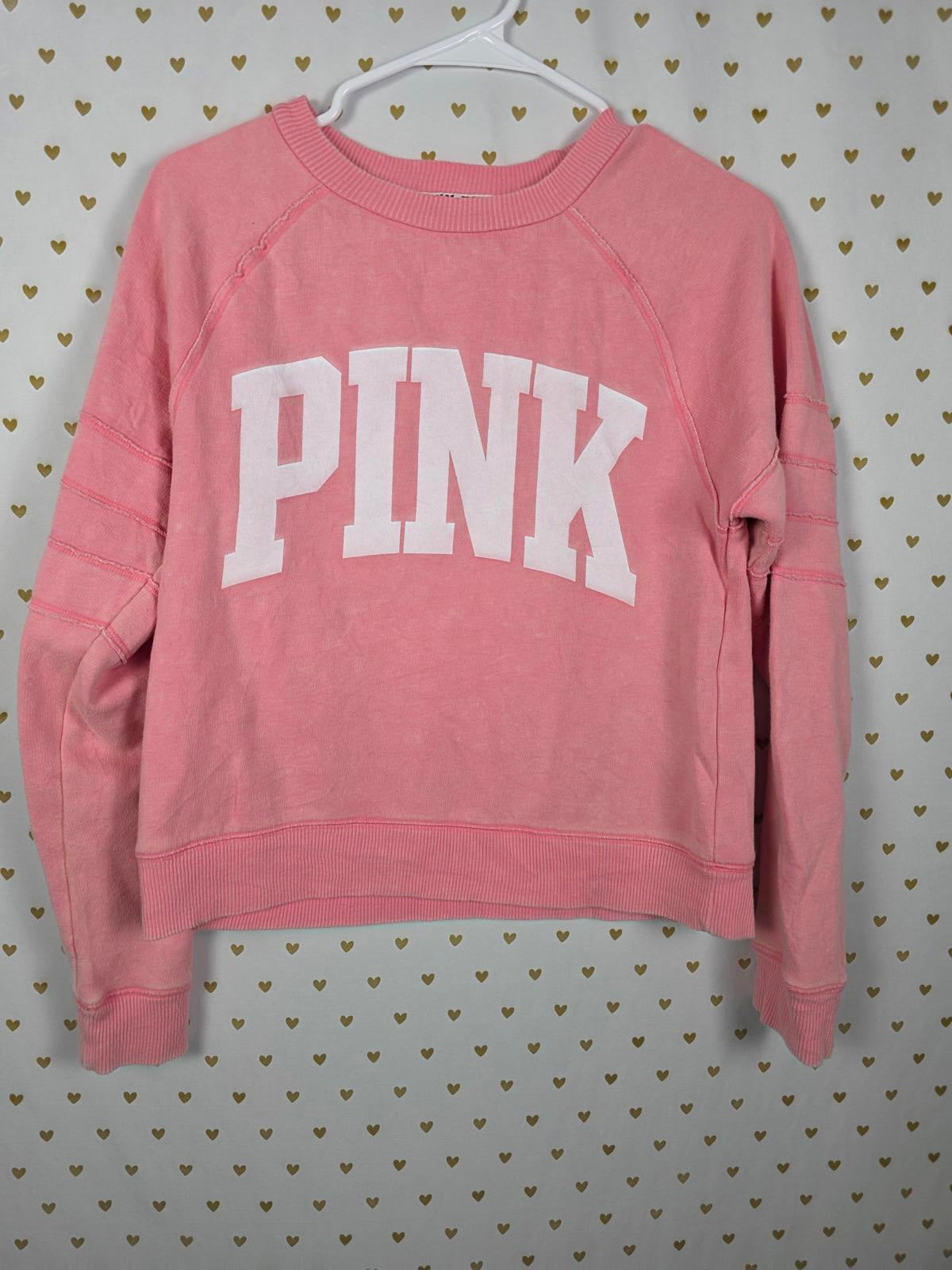 Victorias Secret Pink Logo Sweater Shirt Long Sleeve Vintage XS