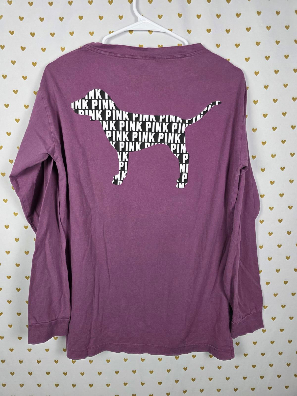 Victorias Secret PINK V neck Campus Pocket Dog Logo Tee Shirt XS Oversized