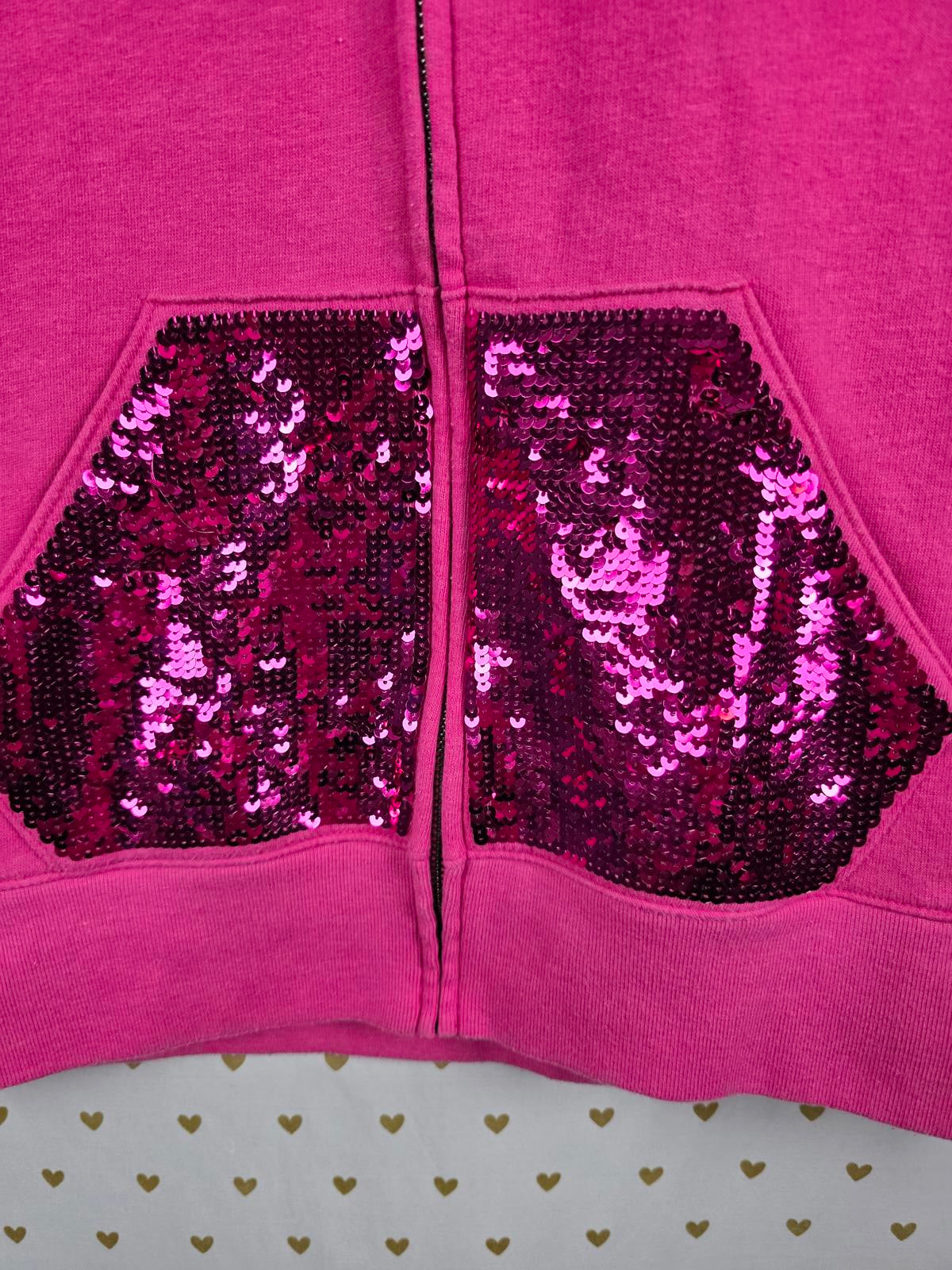 Victorias Secret Pink BLING Sequined Full Zip Hoodie Jacket Vintage SMALL