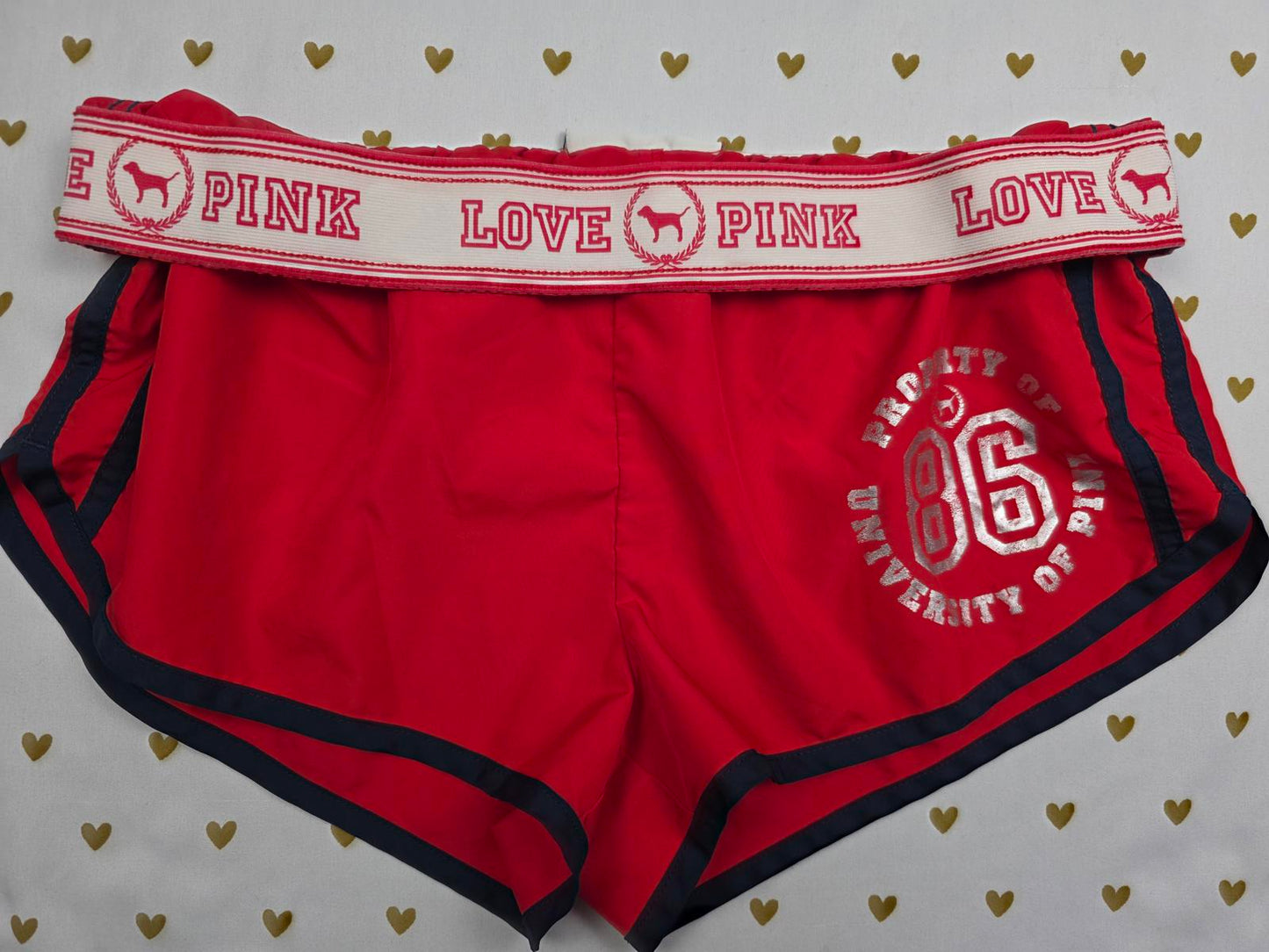 Victorias Secret Pink UNIVERSITY Logo Butt Red Vintage Shorts Y2k XS 08