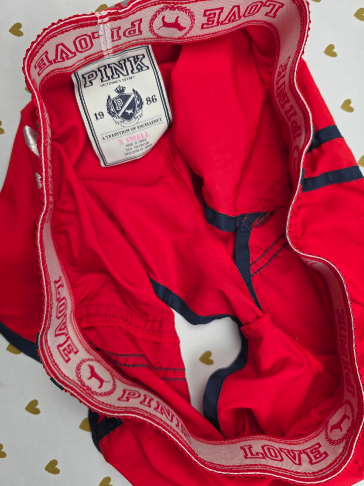 Victorias Secret Pink UNIVERSITY Logo Butt Red Vintage Shorts Y2k XS 08