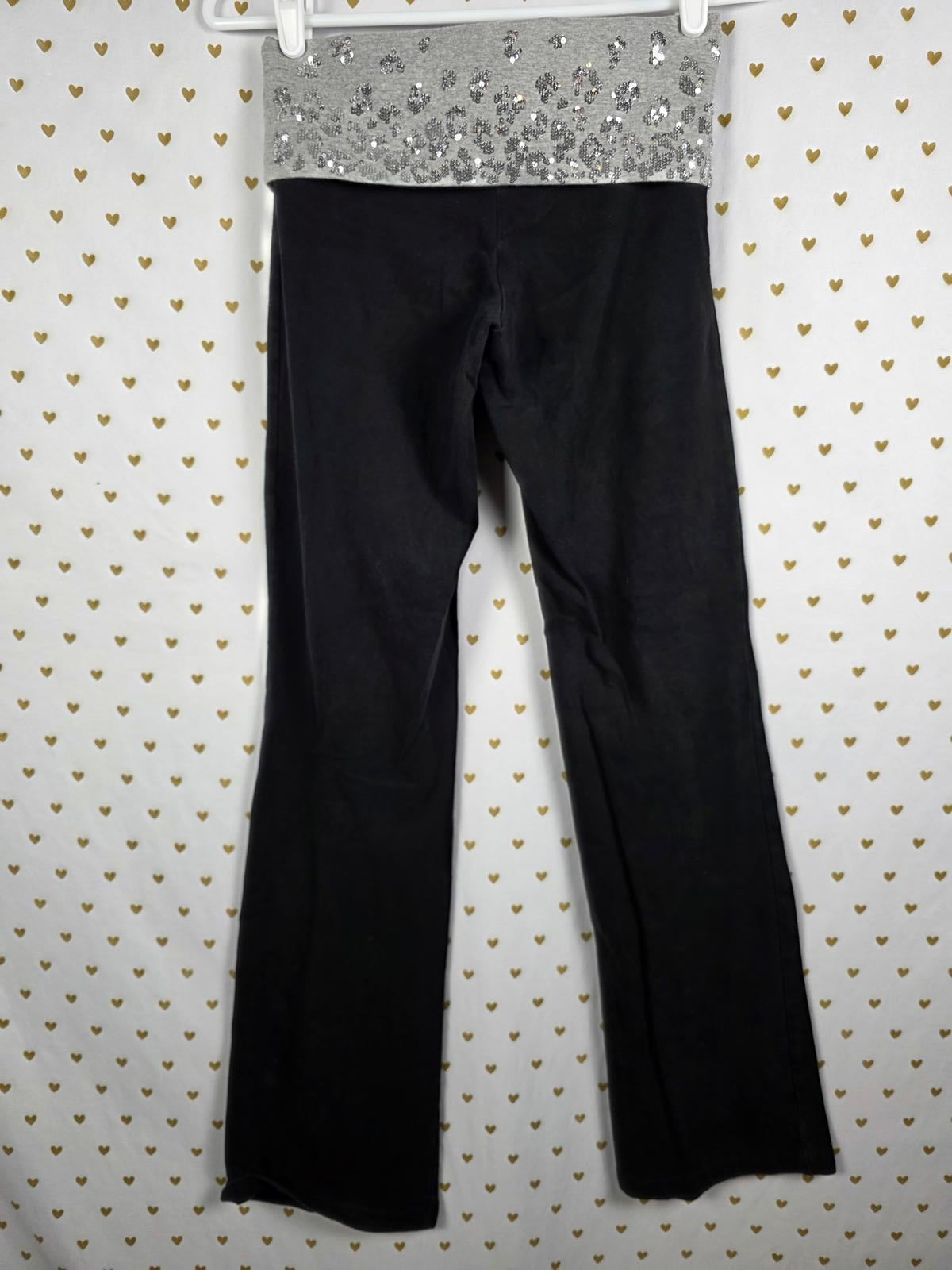 Victorias Secret PINK Rare BLING CHEETAH Foldover Yoga Pants Flare XS Sequined