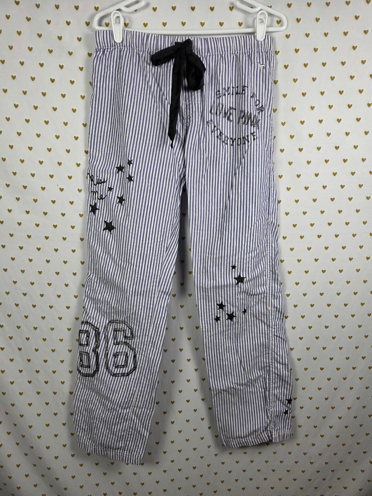 Victorias Secret VINTAGE Y2k Striped Sleep Pajama Pants Blue XS PJ doodle
