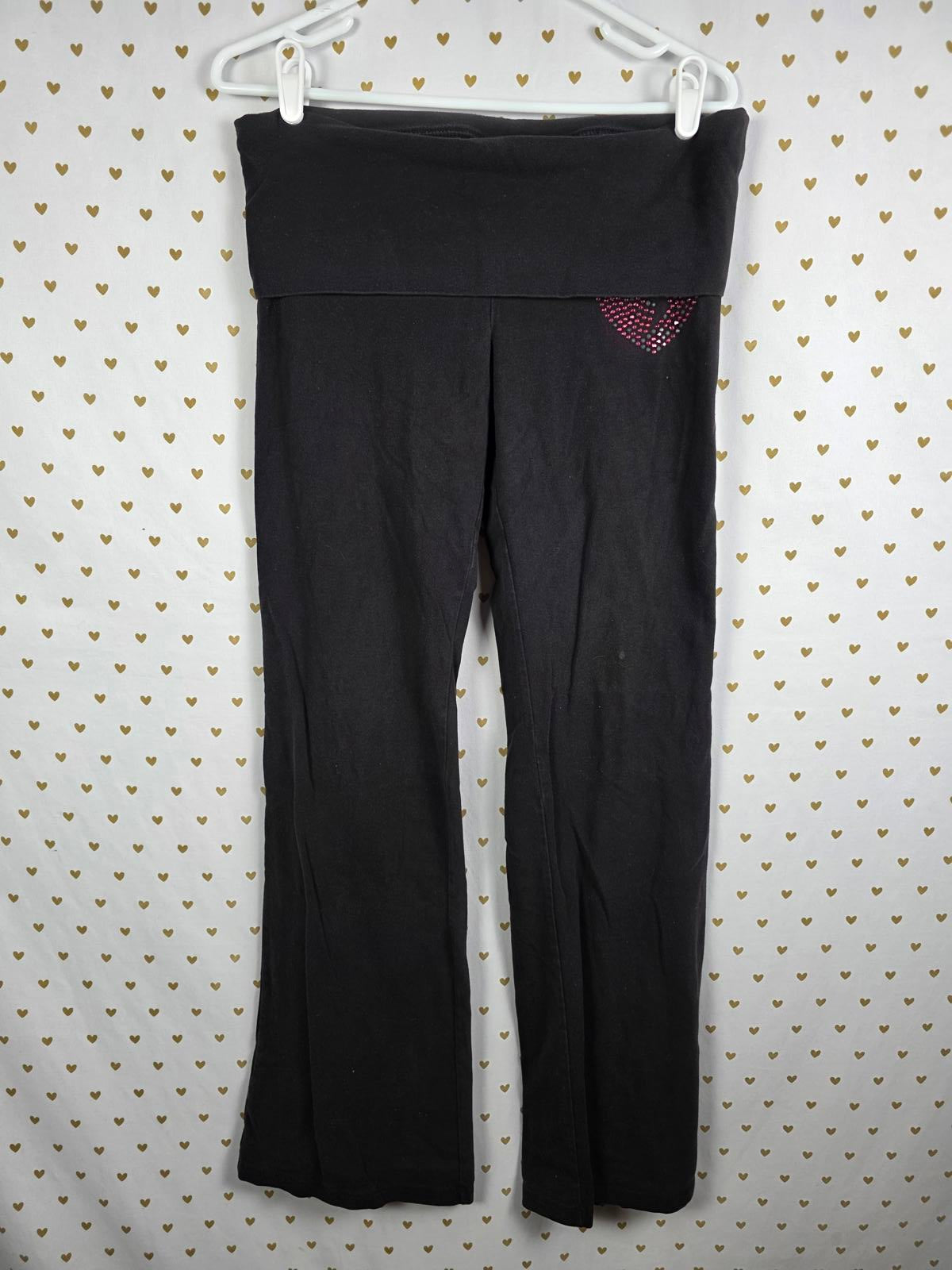 Victorias Secret PINK RARE VTG RAINBOW BLING FOLDOVER Yoga Pants Heart Breaker