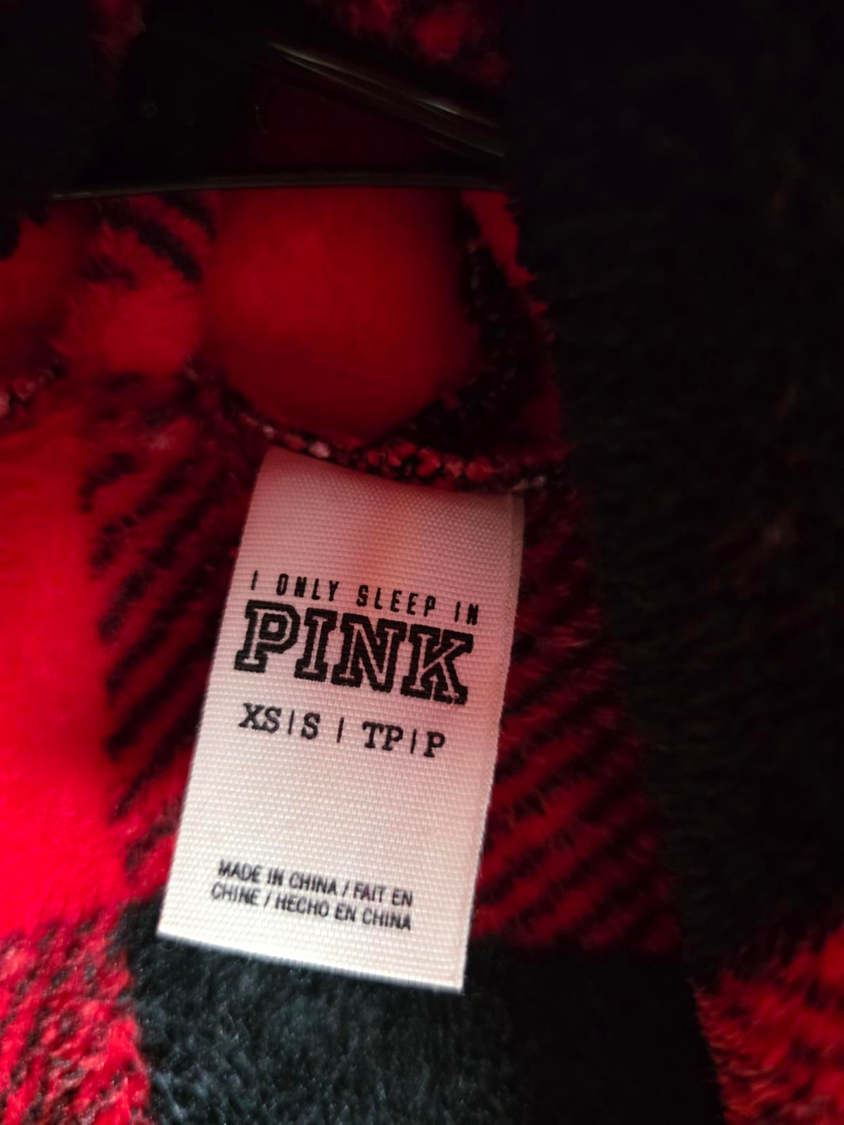 Victorias Secret PINK Buffalo Plaid BLING Warm Thick Bath Robe Sequined DOG XS S