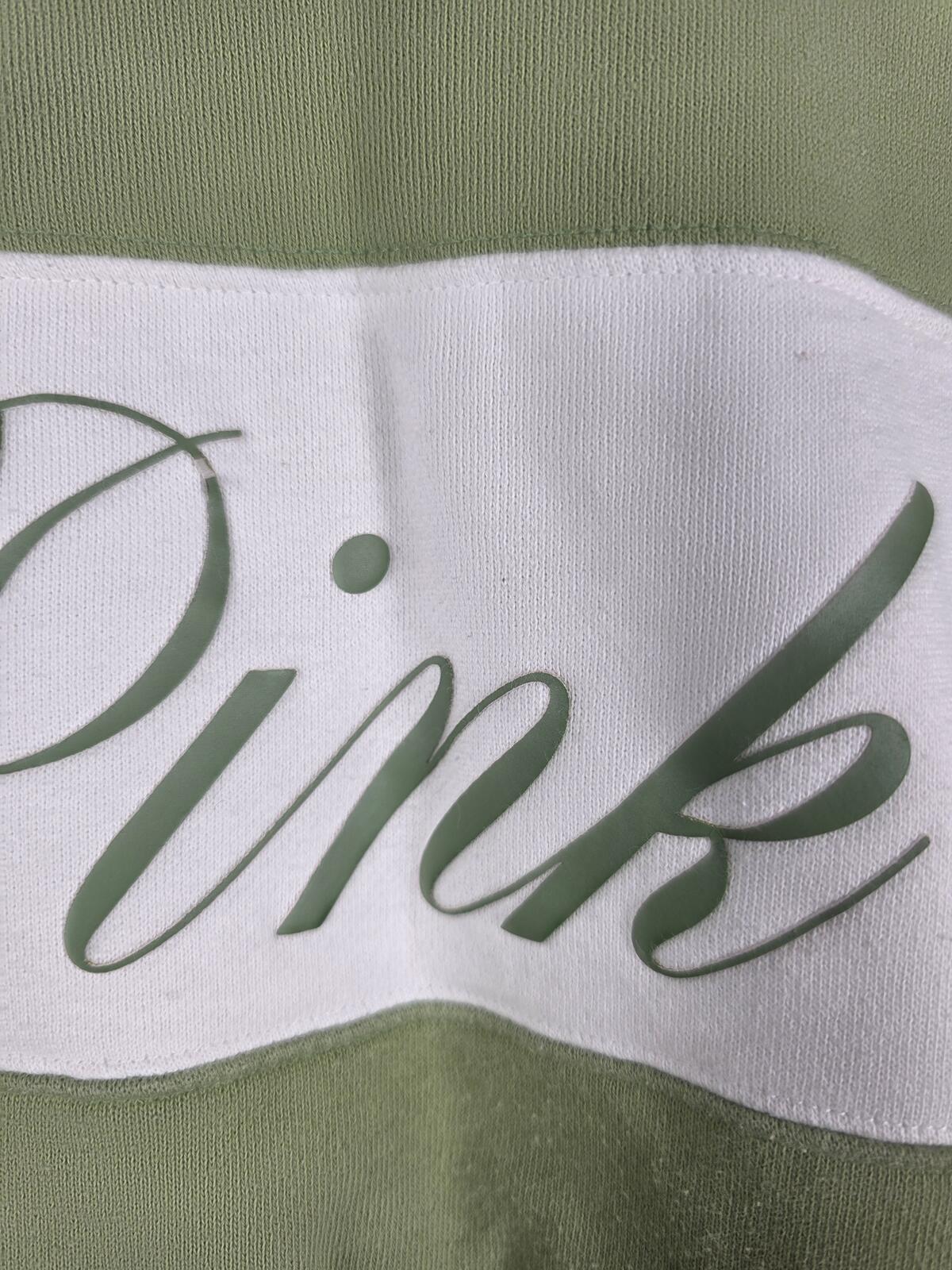 Victorias Secret Pink Logo Olive Green Sweater Shirt MEDIUM