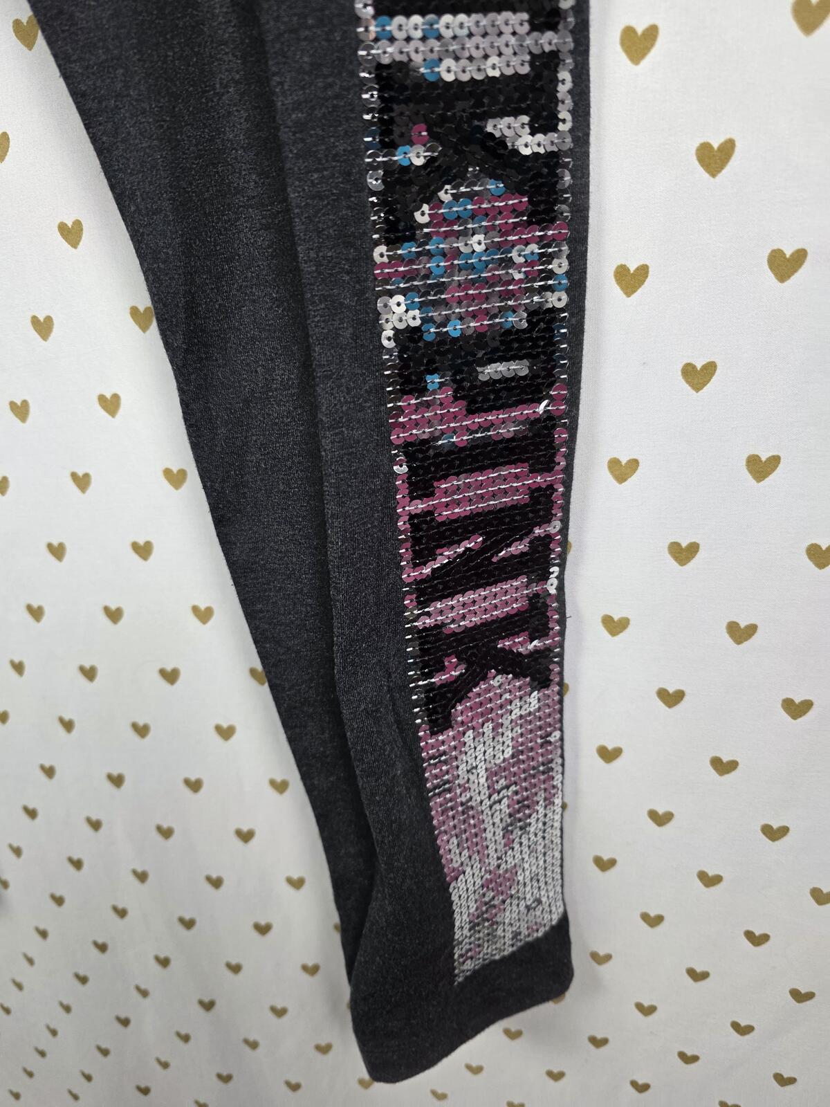 Victorias Secret PINK BLING STRIPE Yoga Pants Full Length Sequined Leggings LRG