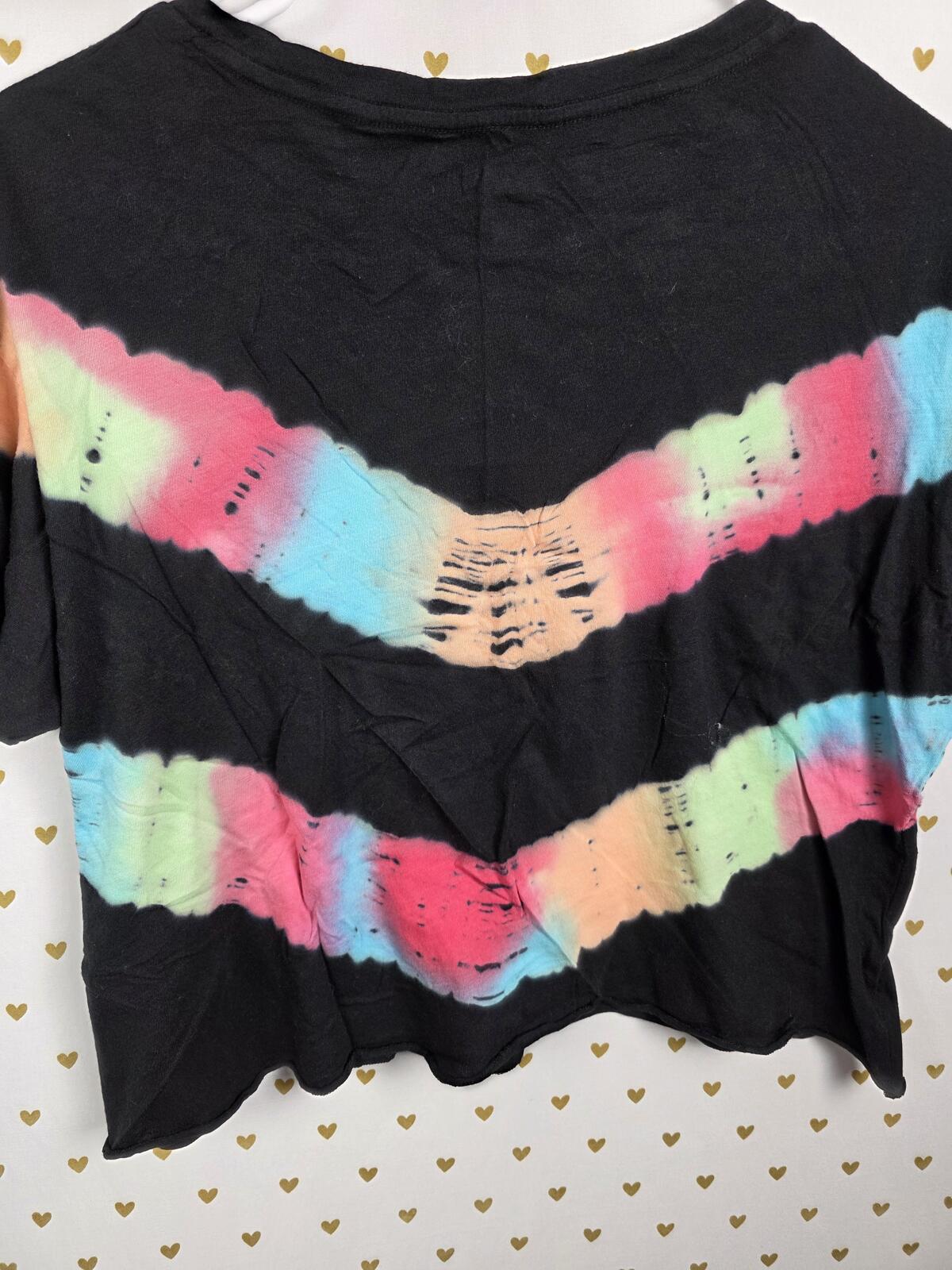Victorias Secret PINK tye Dye Chevron Cropped Tee Shirt Small