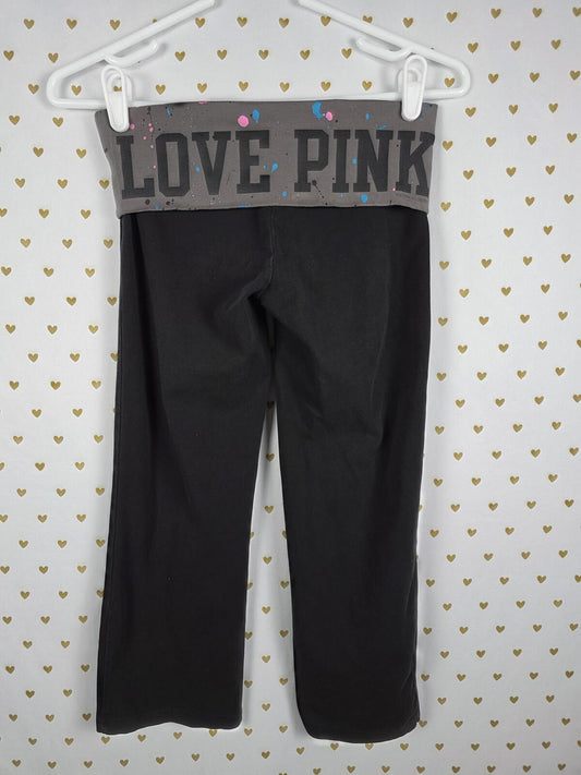 Victorias Secret PINK VINTAGE FOLDOVER Capri Yoga Pants PAINT SPLATTER Y2k XS