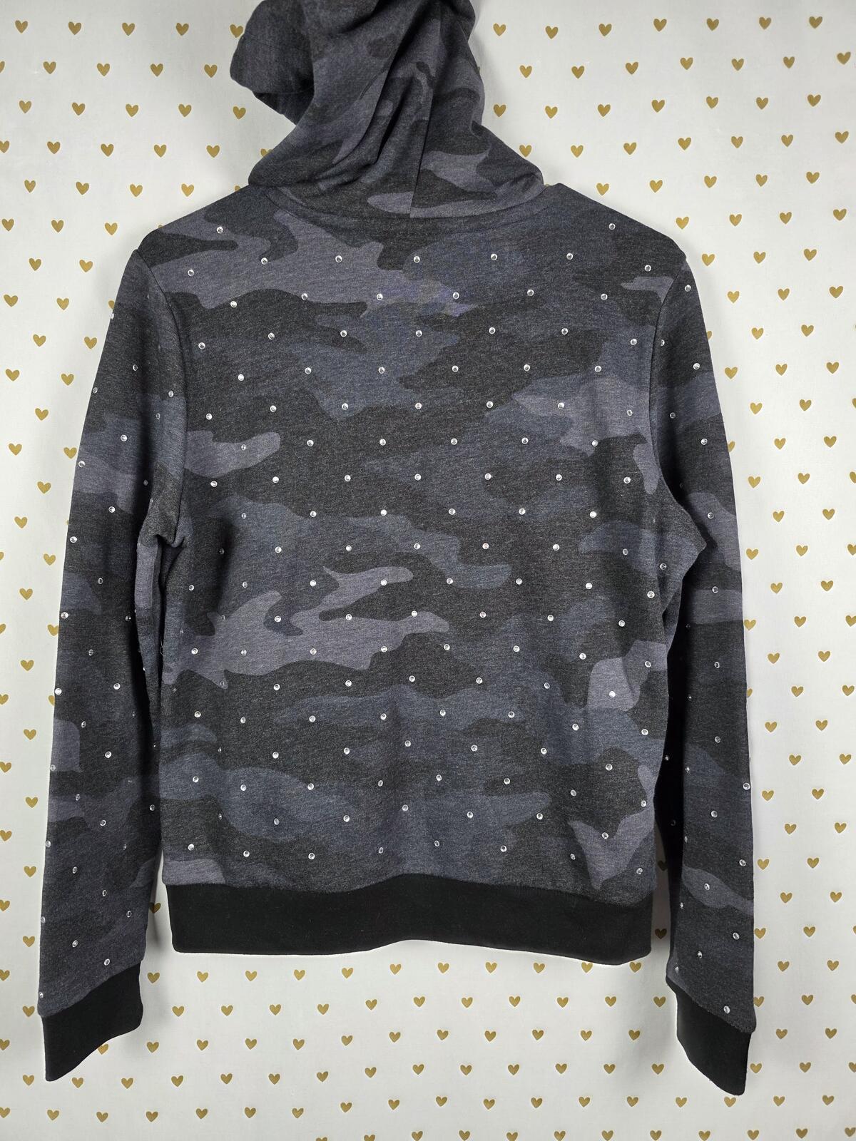 Victorias Secret Pink RHINESTONE ALL OVER BLING Logo Hoodie Camo Camouflage SM