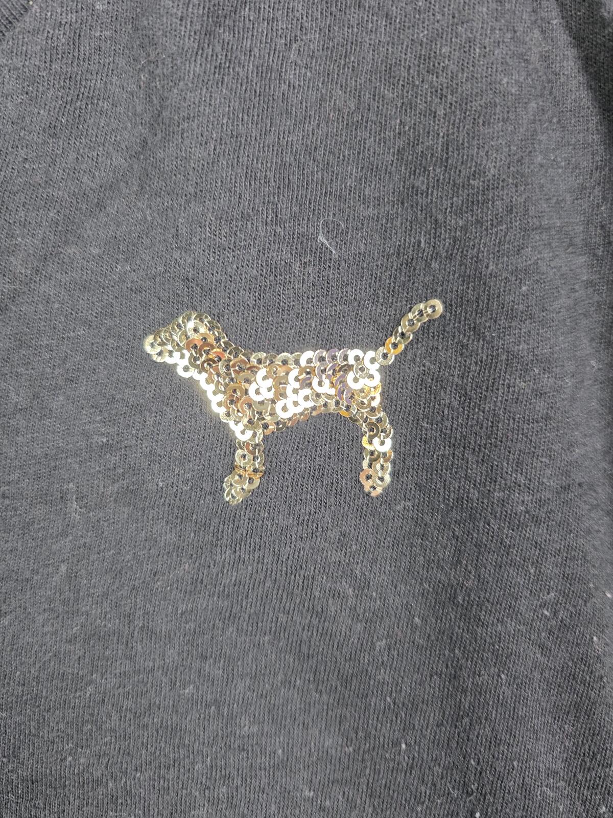 Victorias Secret PINK GOLD BLING SEQUINED V Neck tee shirt Small