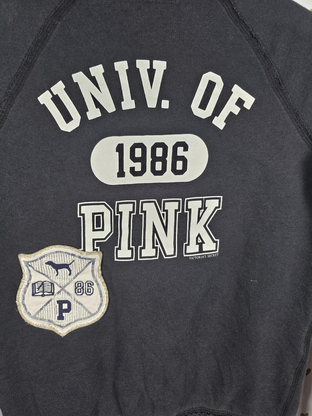 Victorias Secret Pink UNIVERSITY OF Full Zip Hoodie VINTAGE y2k Black XS
