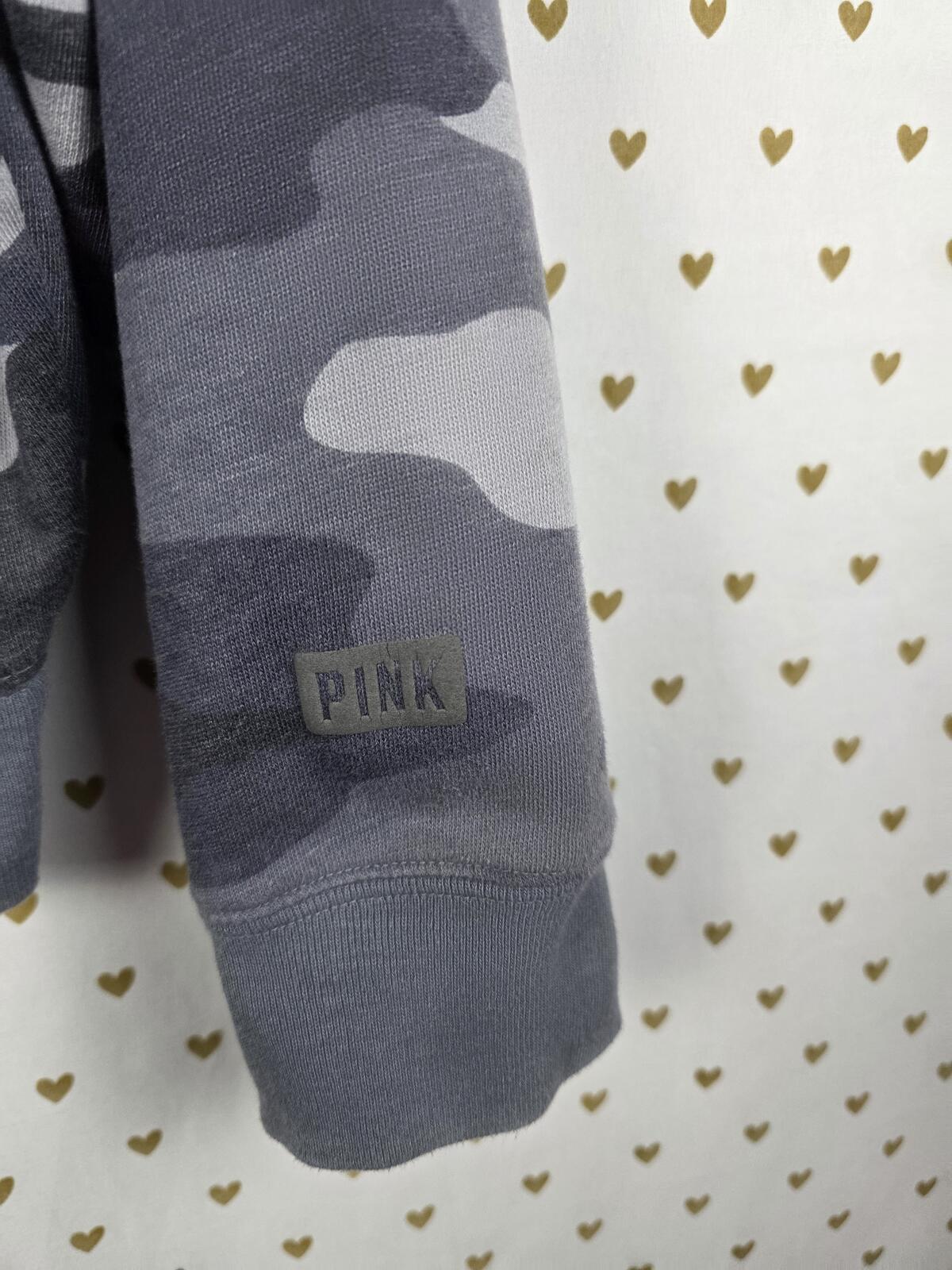 Victorias Secret Pink Grey Camo Camouflage Pullover Hoodie Sweater Small Oversiz