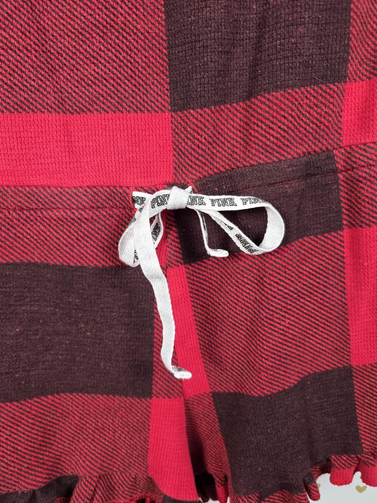 Victorias Secret PINK Buffalo Plaid MEDIUM Sleep Romper Shorts Thermal