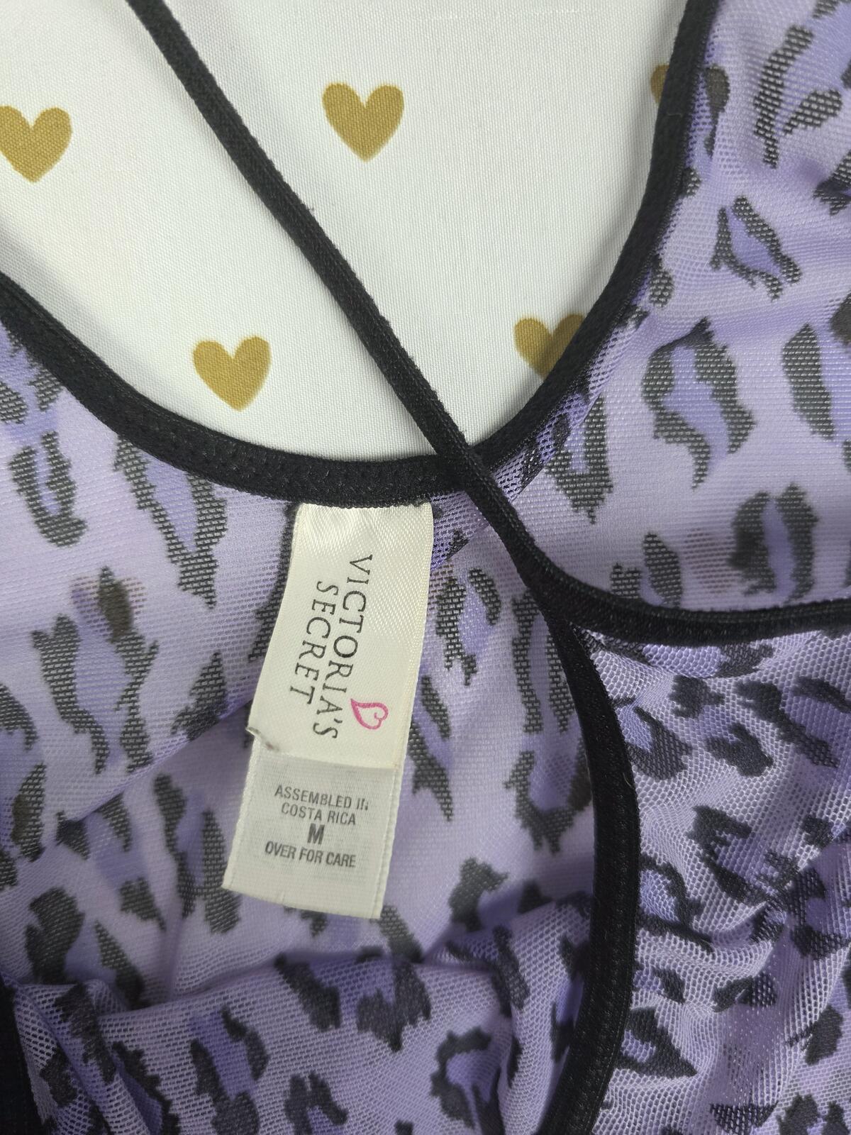 Victorias Secret VINTAGE Heart Label Purple Leopard Cheetah Mesh Slip Dress MED