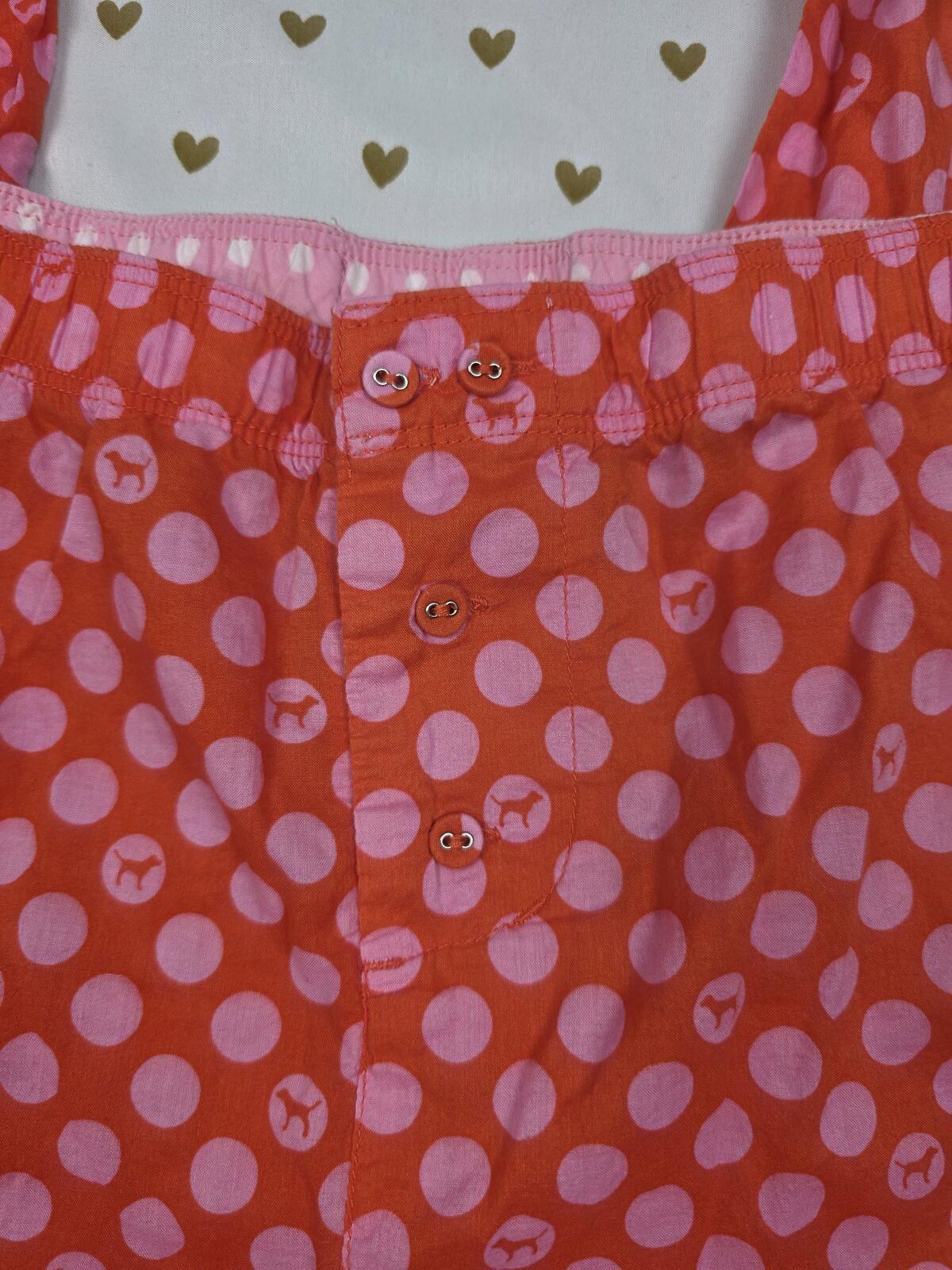 Victorias Secret PINK Cotton Lounge Pants Logo Butt VINTAGE Polka Dot PJ MEDIUM