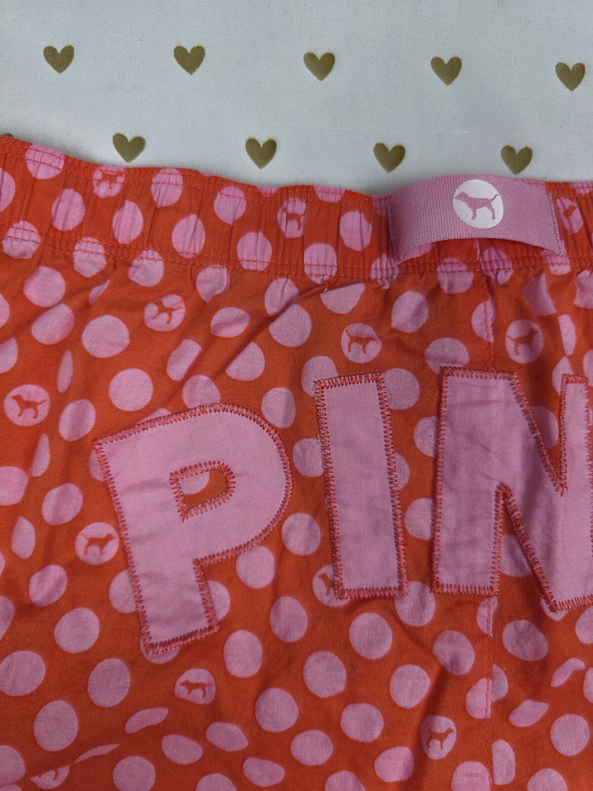 Victorias Secret PINK Cotton Lounge Pants Logo Butt VINTAGE Polka Dot PJ MEDIUM