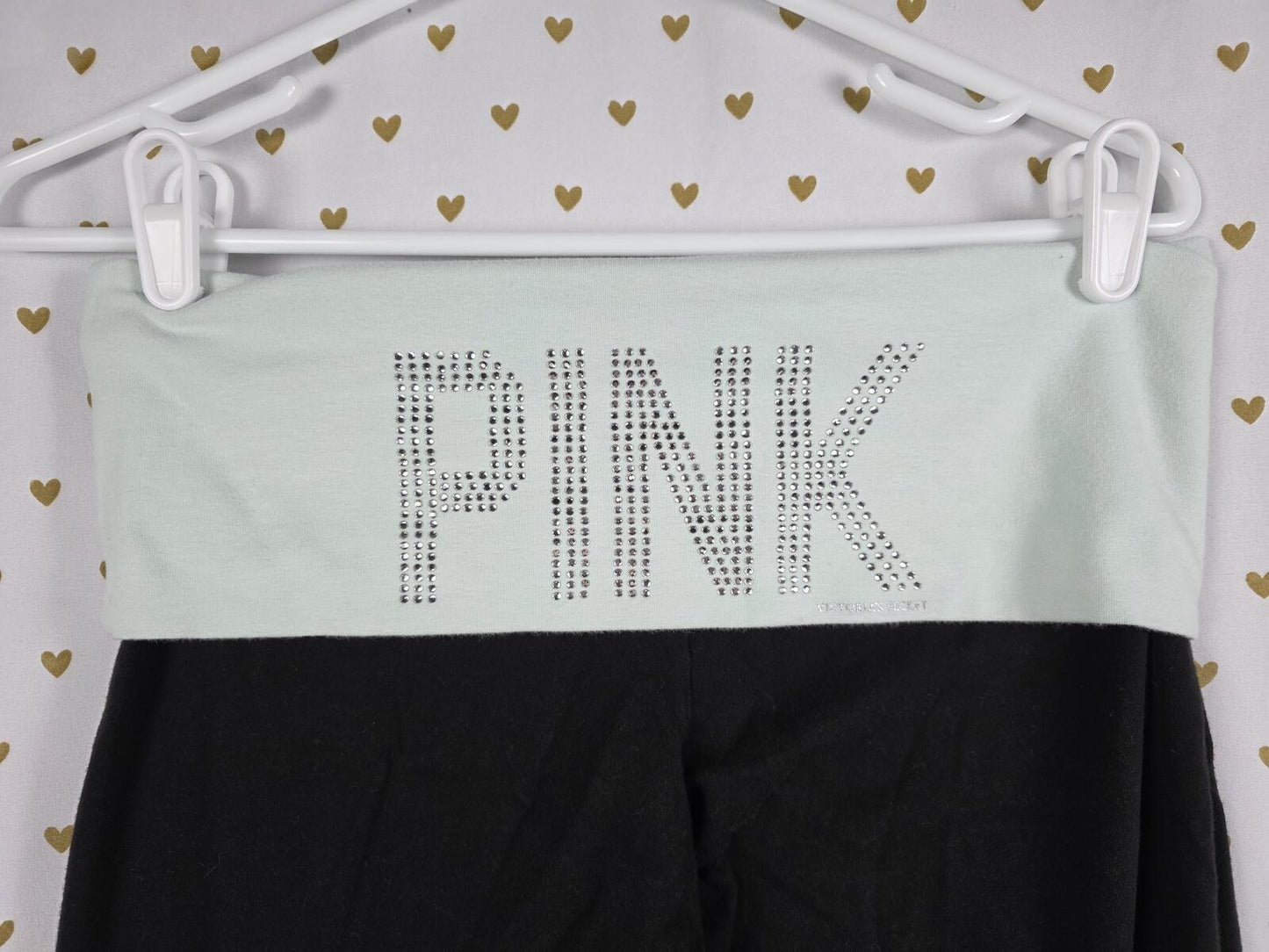 Victorias Secret PINK Bling Studded FLARE Yoga Pants FOLDOVER Medium Y2k