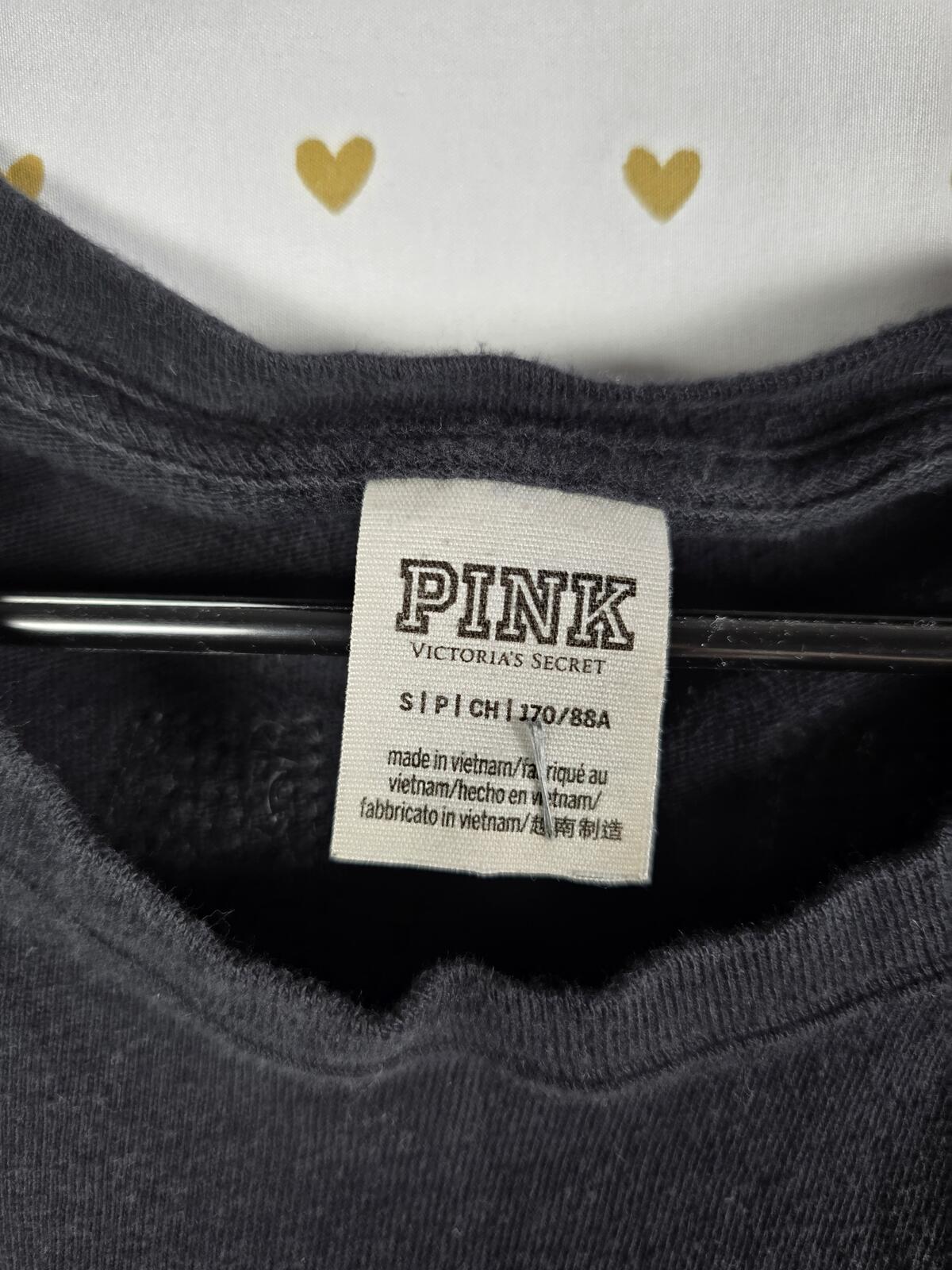 Victorias Secret PINK BLING Gold SET campus Tee sweats sweatpants SMALL 2 PCS