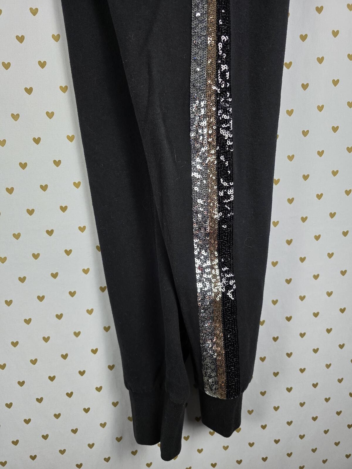 Victorias Secret PINK BLING Gold SET campus Tee sweats sweatpants SMALL 2 PCS