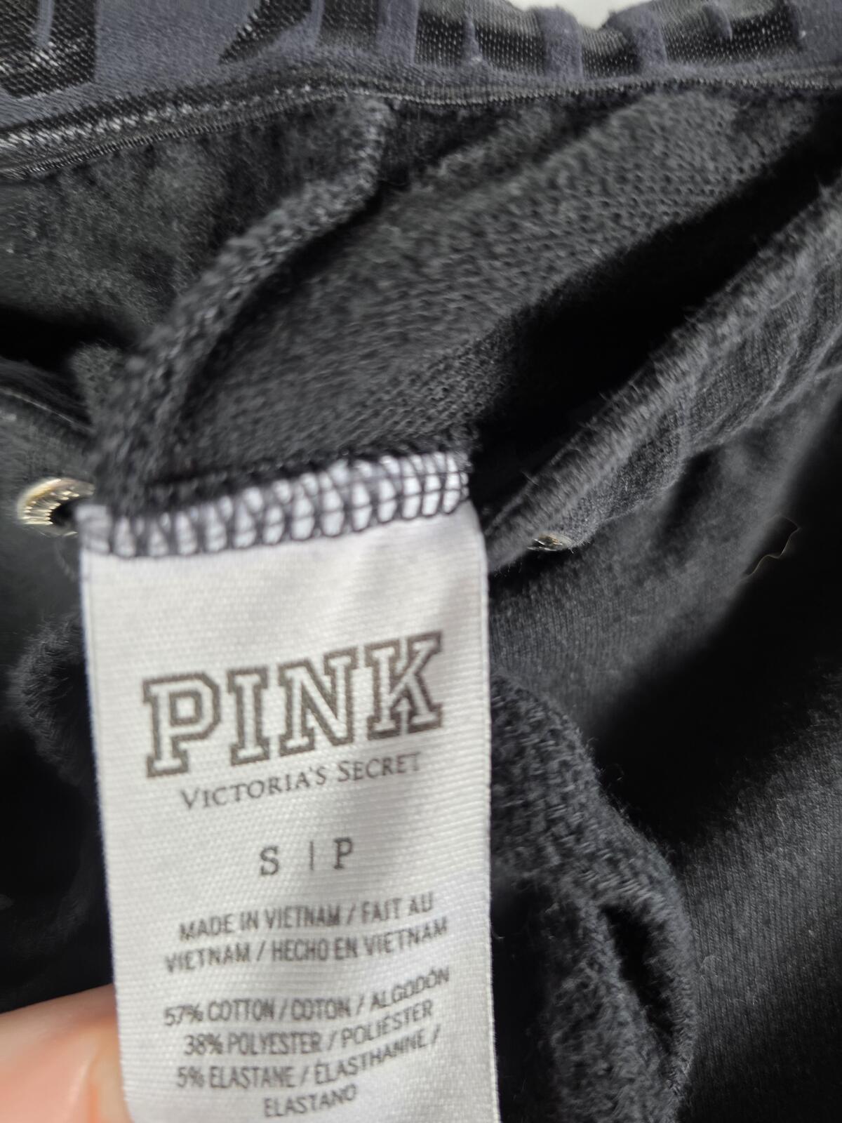 Victorias Secret PINK BLING Gold SET campus Tee sweats sweatpants SMALL 2 PCS