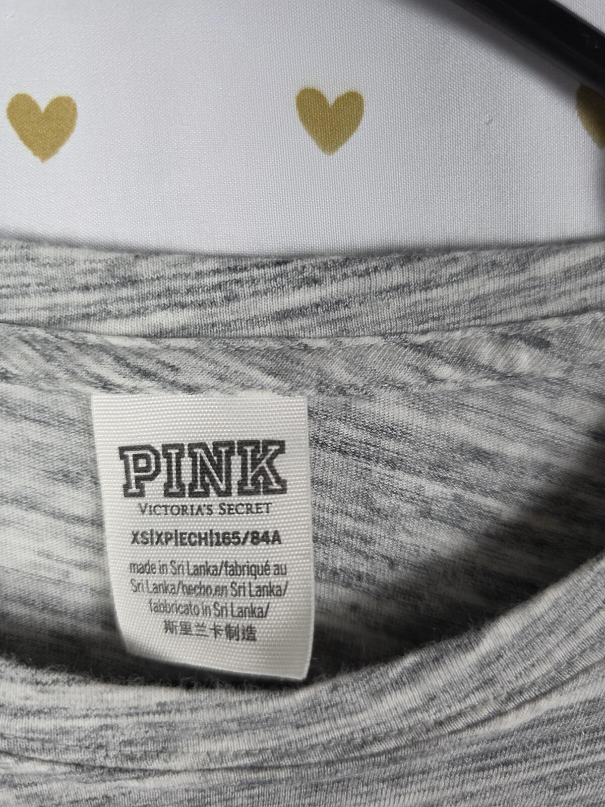 Victorias Secret PINK LOVE White Sequined BLING Long sleeve Tee Shirt Oversized