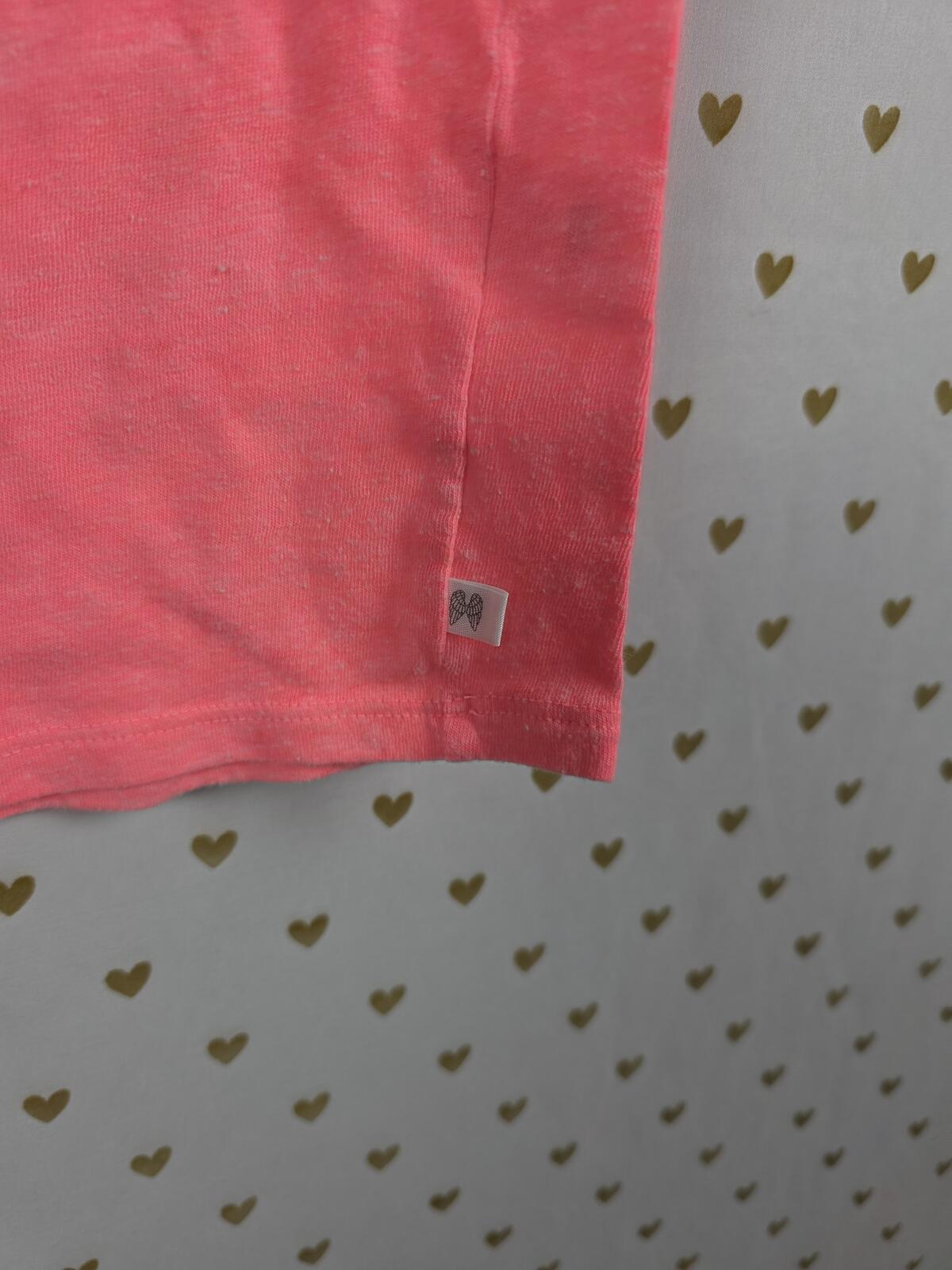 Victorias Secret ANGELS Small BLING WINGS Studded Tee Shirt Neon SMALL