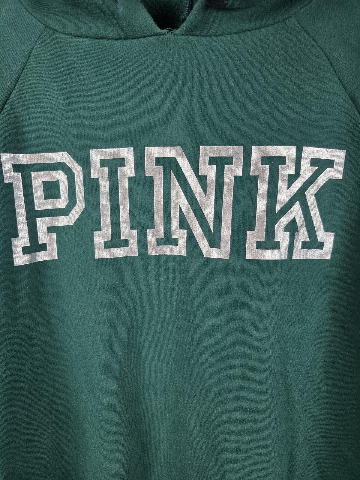 Victorias Secret Pink GREEN Logo Hoodie SWEATER DRESS Long Oversized XS
