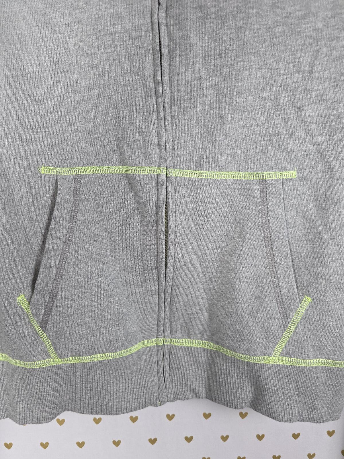 Victorias Secret Pink NEON Full Zip Hoodie Jacket Grey SMALL