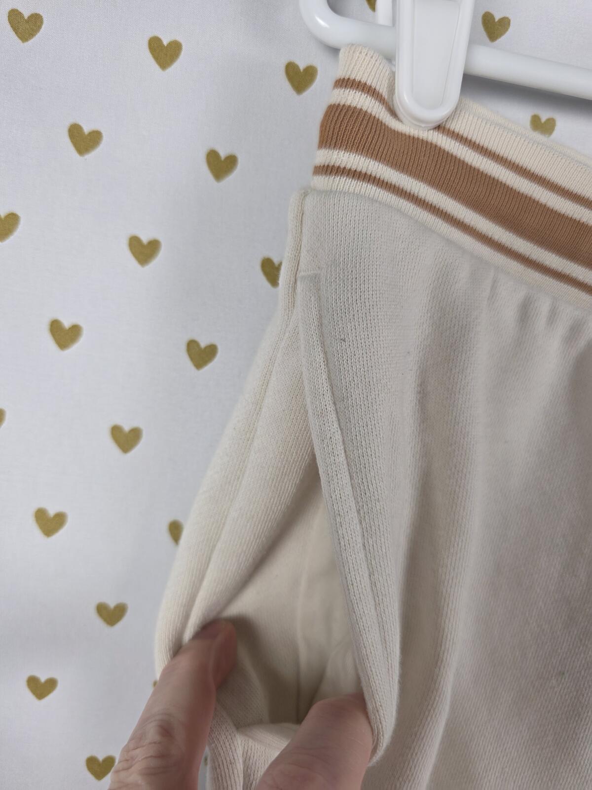 Victorias Secret PINK Cream Flared Sweatpants Sweats LARGE Logo pockets