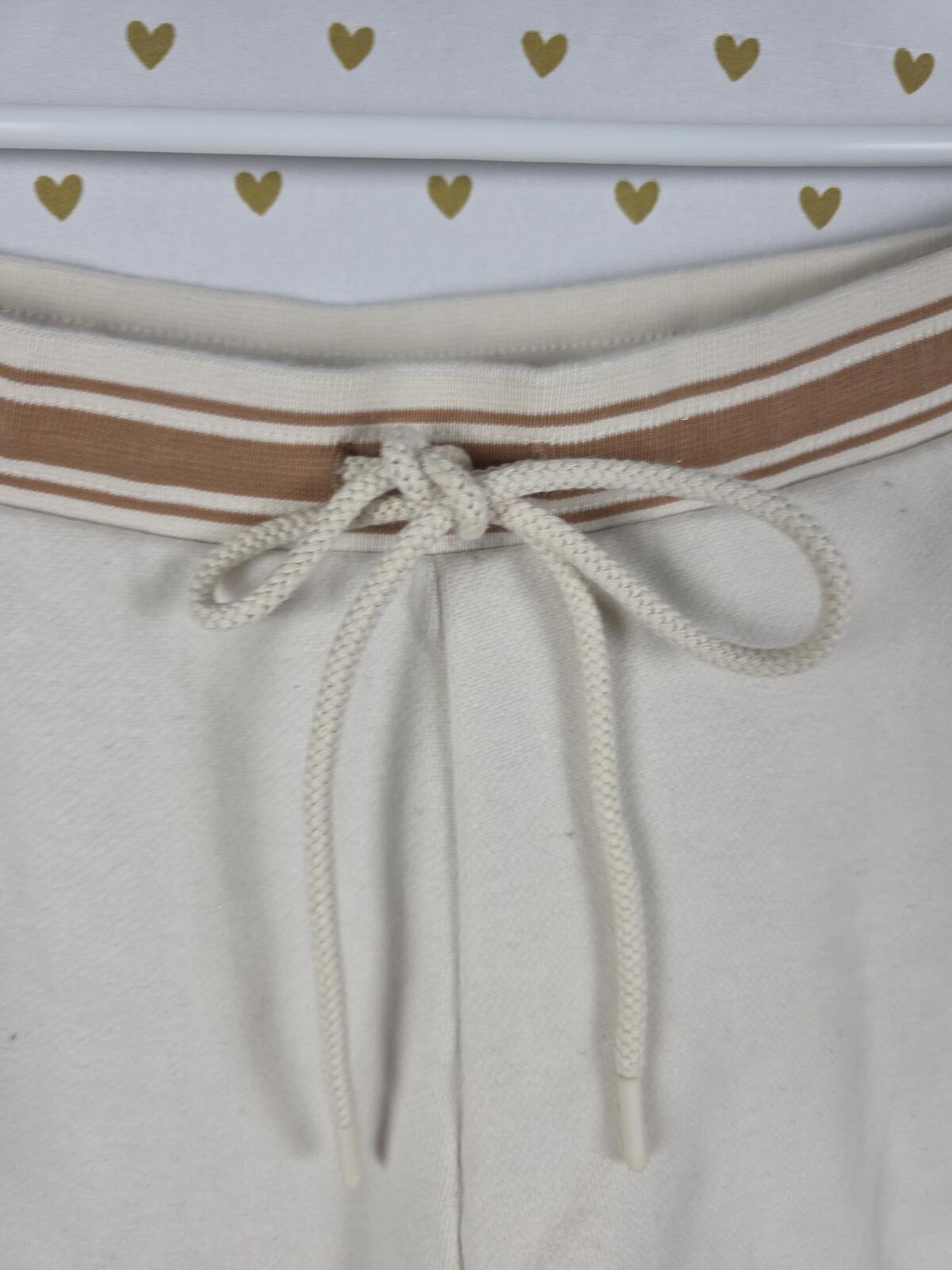 Victorias Secret PINK Cream Flared Sweatpants Sweats LARGE Logo pockets