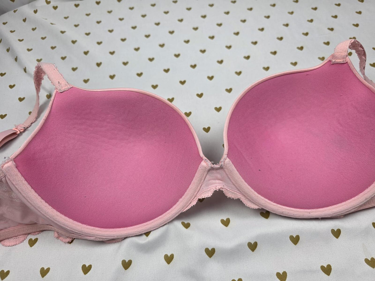 Victorias Secret PINK Push UP Lace Lined Bra 36DD satin