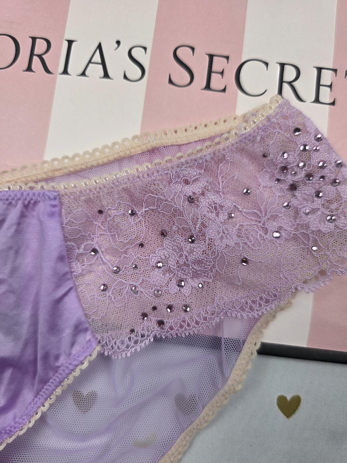 SEXY LITTLE THINGS BLING Studded Cheeky NEW NWT Panties Purple Lace Satin MEDIUM