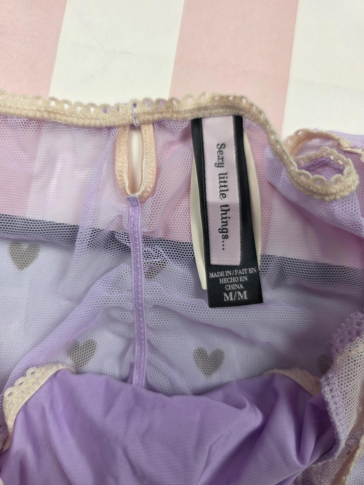 SEXY LITTLE THINGS BLING Studded Cheeky NEW NWT Panties Purple Lace Satin MEDIUM