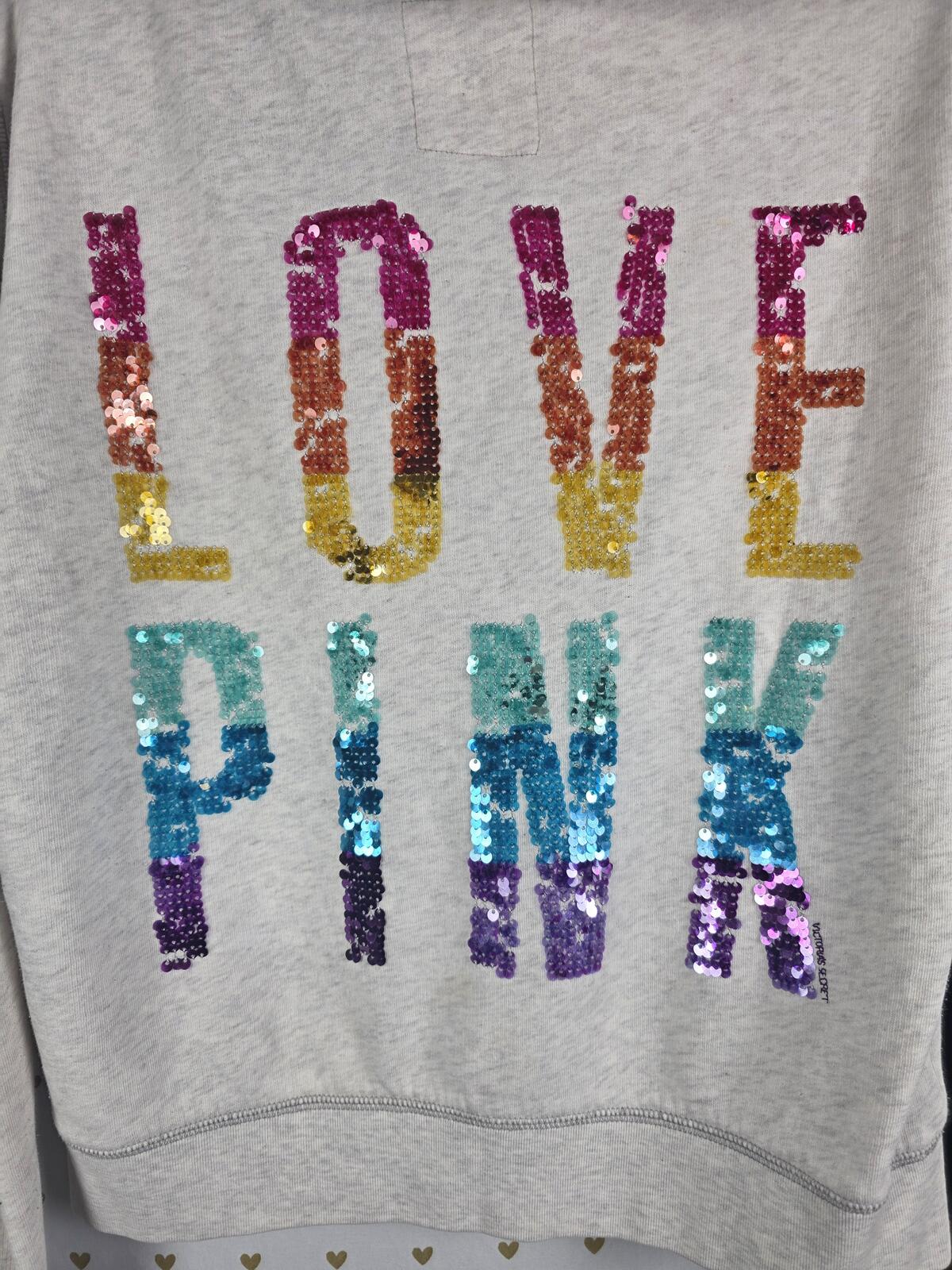 Victorias Secret Pink RAINBOW BLING SET Foldover Yoga Hoodie Jacket MEDIUM