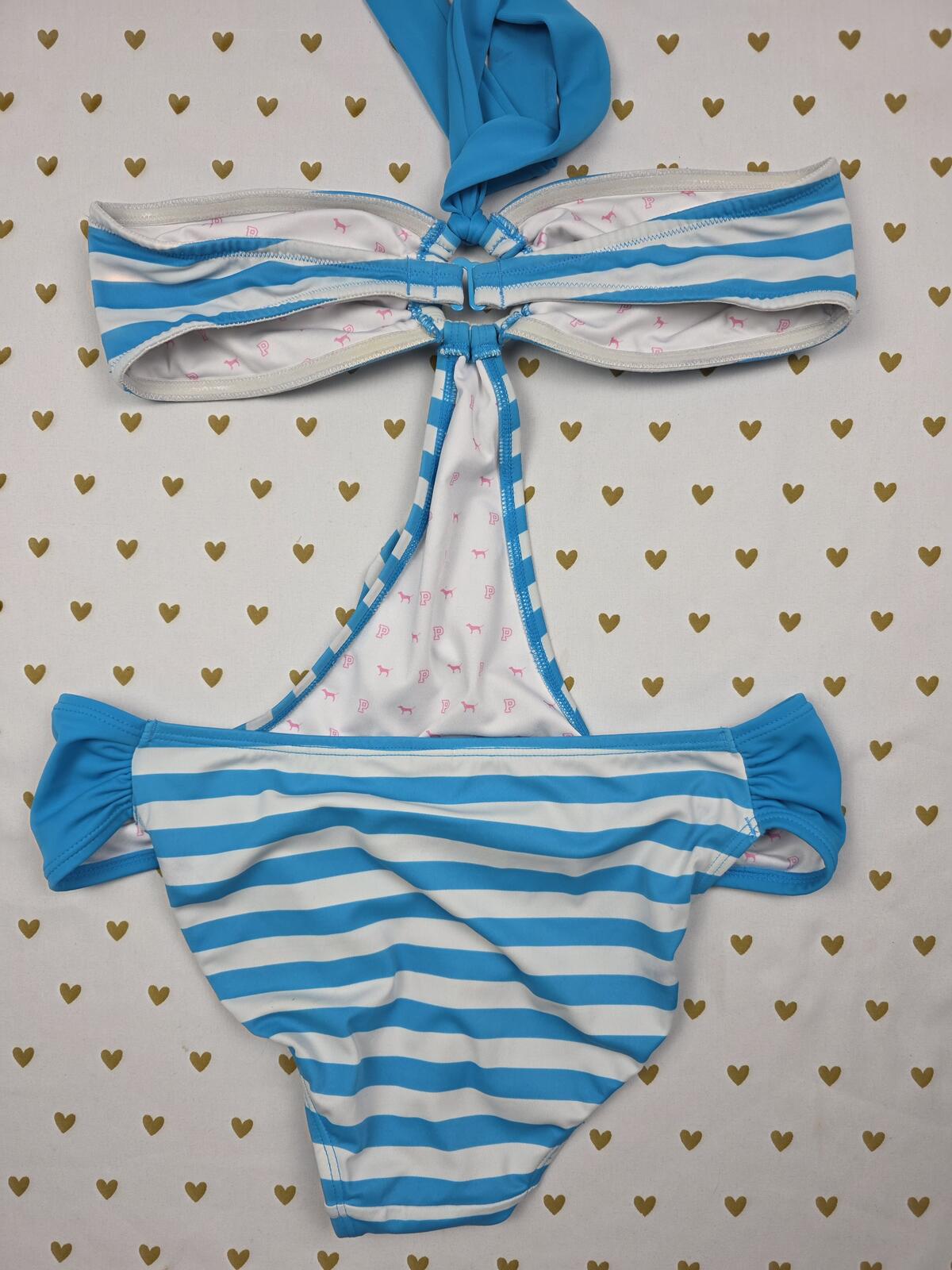 Very RARE VINTAGE 06 Victoria's Secret PINK Monokini Cutout One Piece Stripes M